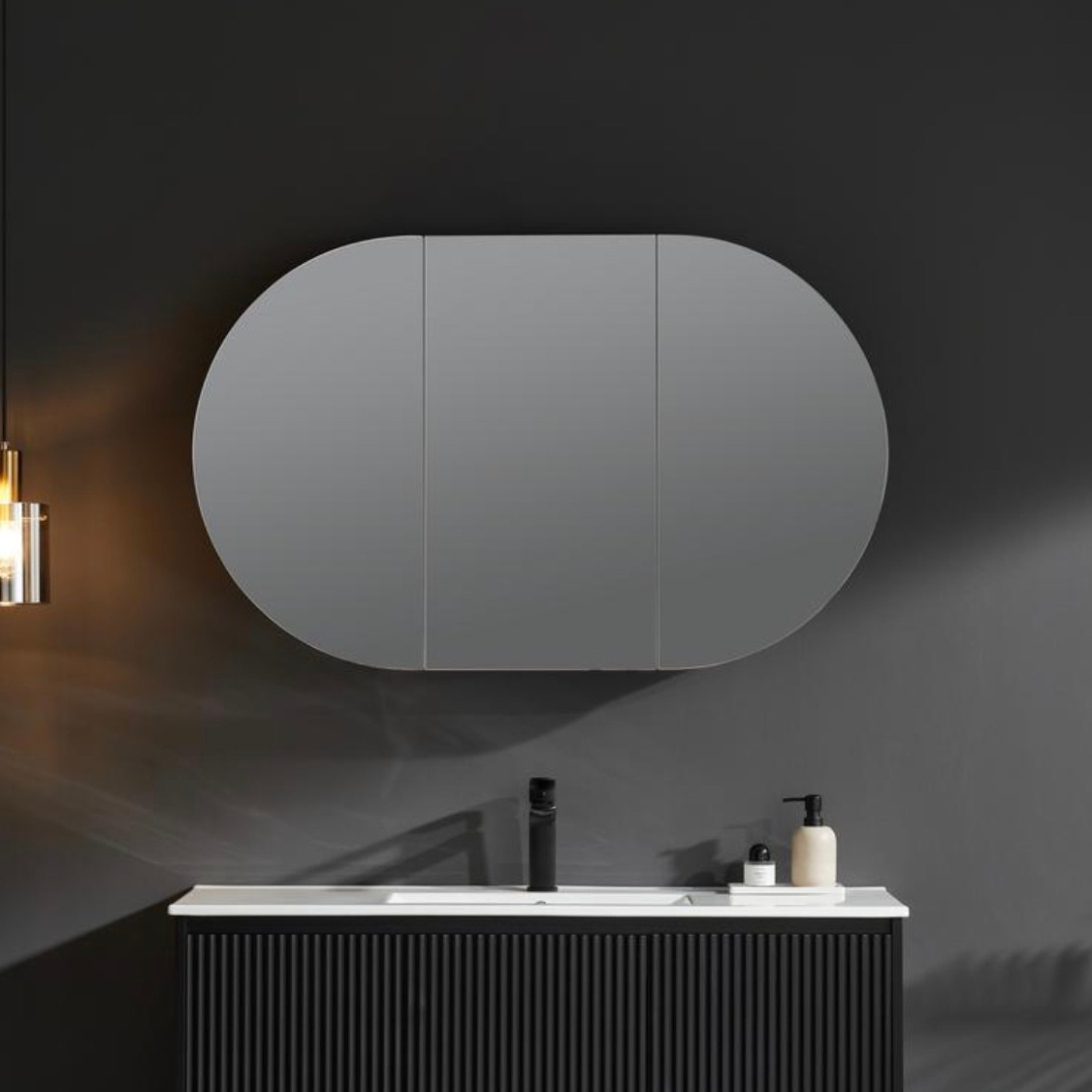 CETO OLIVIA MATTE BLACK MIRROR SHAVING CABINET 750X1200MM