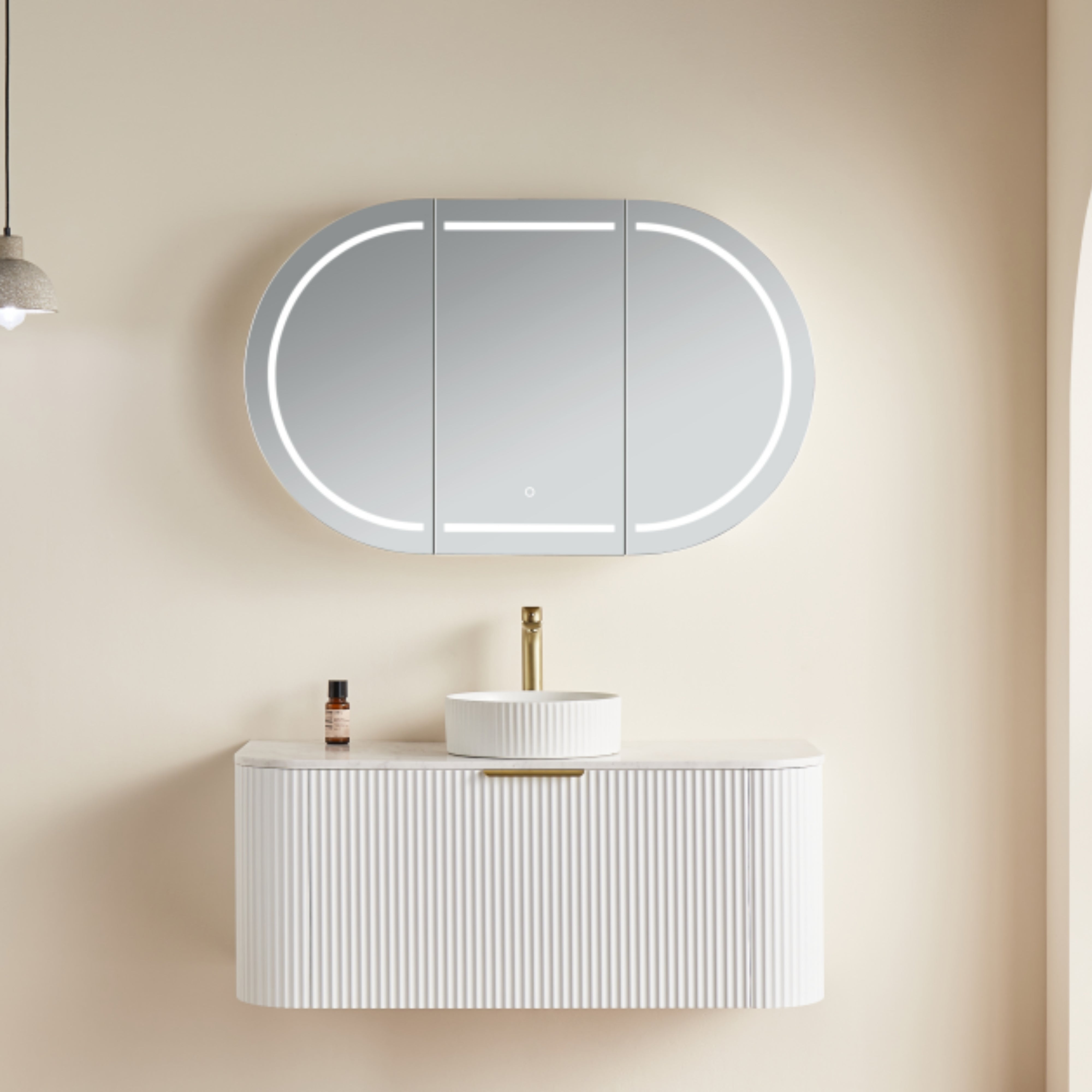 CETO OLIVIA MATTE WHITE LED MIRROR SHAVING CABINET 1200X750MM