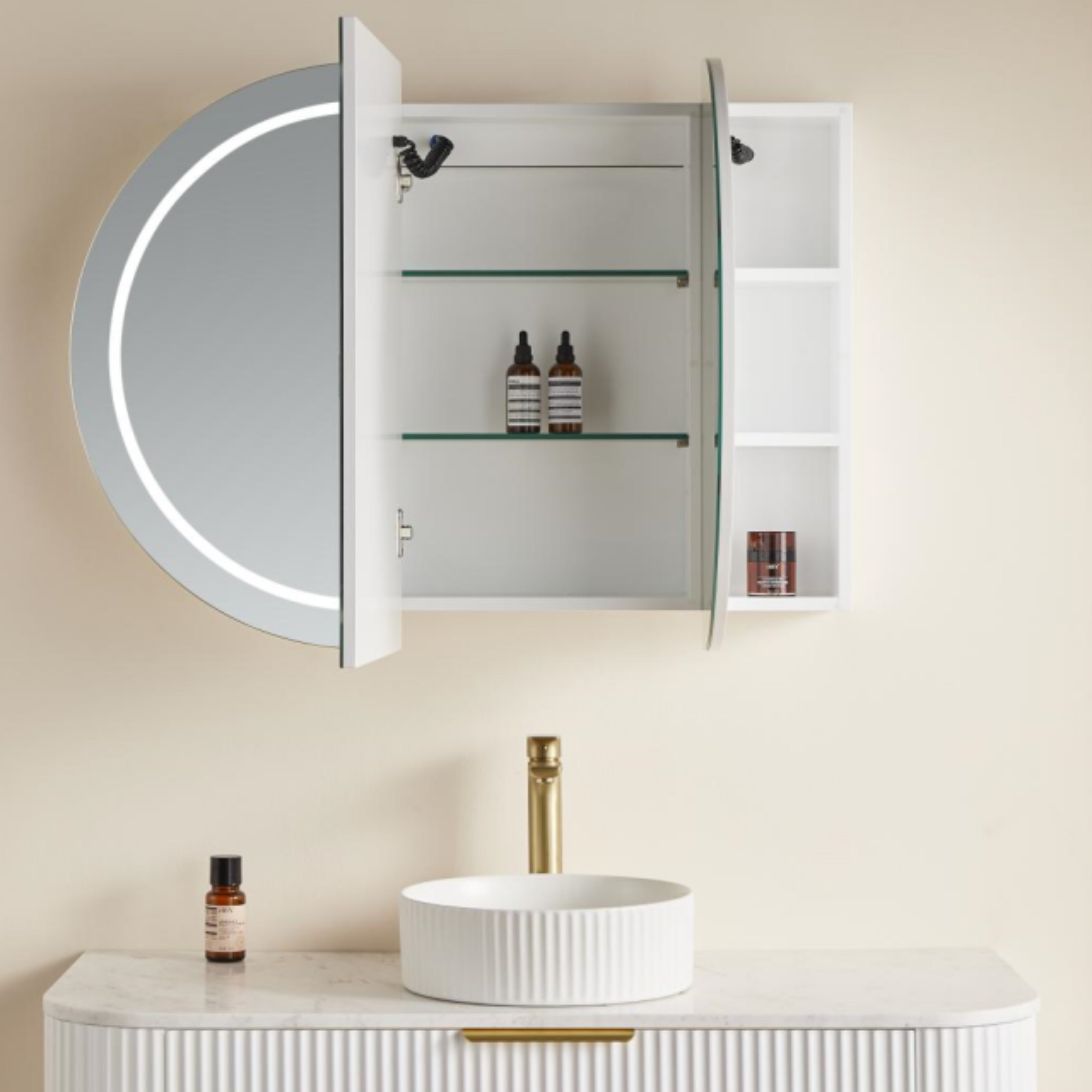 CETO OLIVIA MATTE WHITE LED MIRROR SHAVING CABINET 1200X750MM