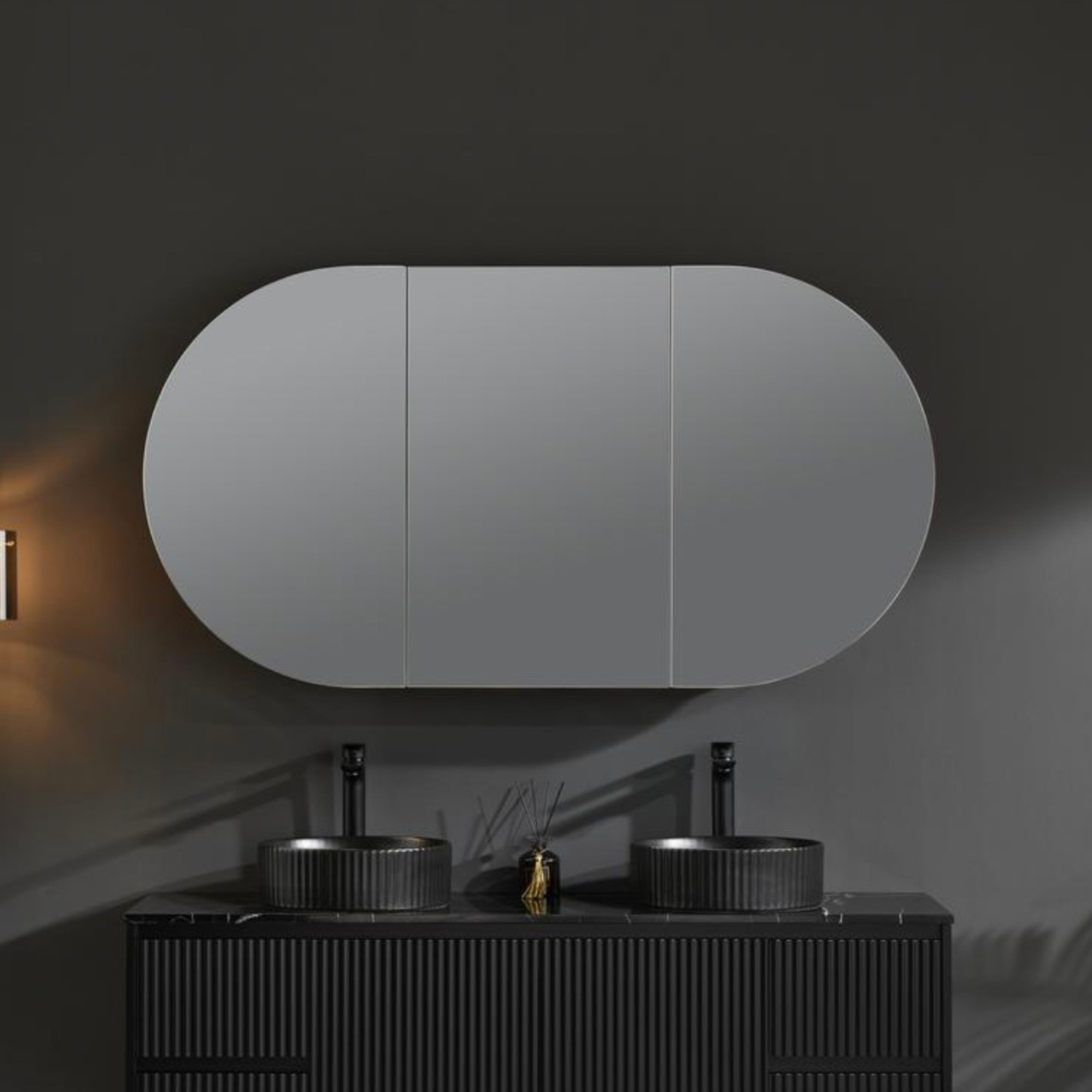 CETO OLIVIA MATTE BLACK MIRROR SHAVING CABINET 800X1500MM