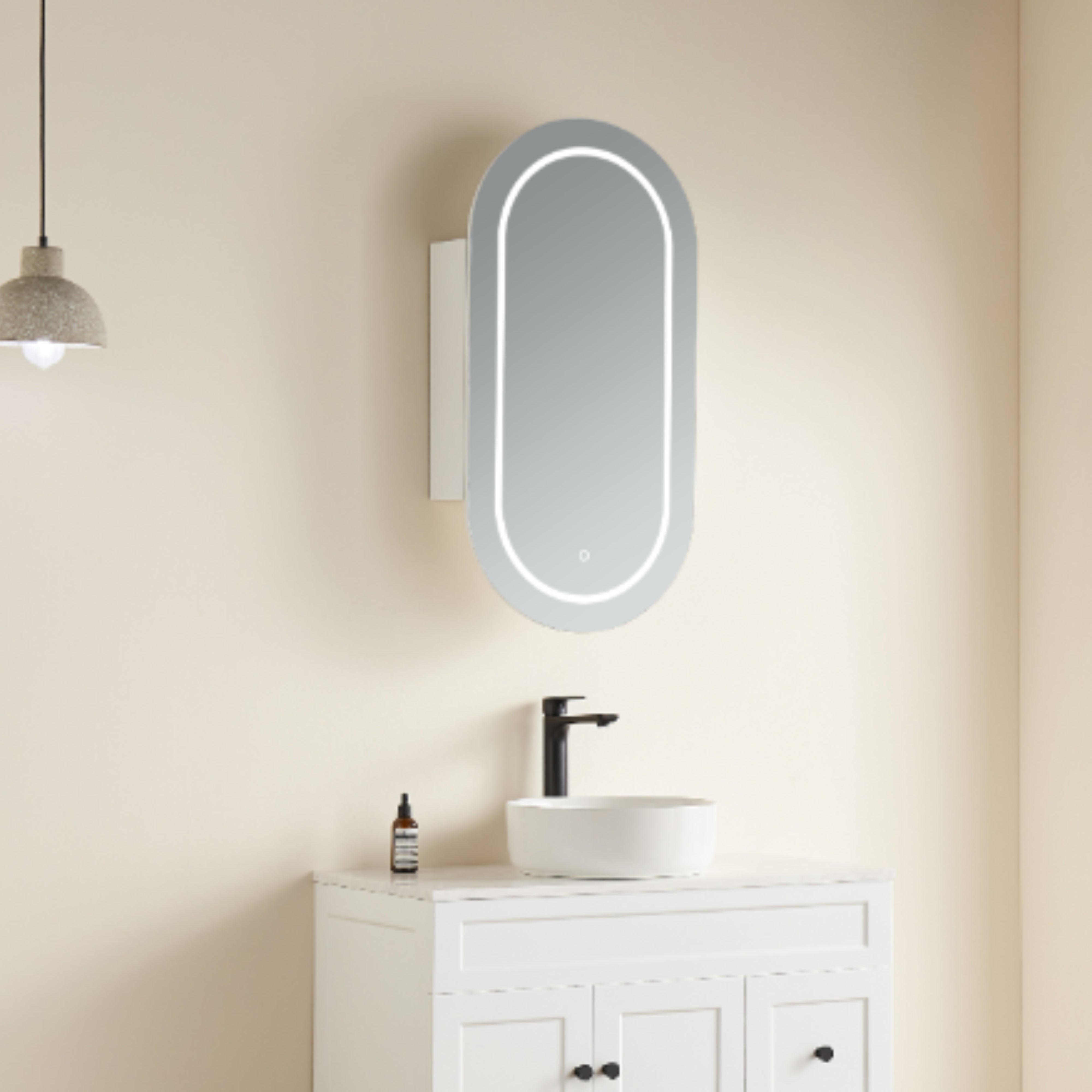 CETO OLIVIA MATTE WHITE LED MIRROR SHAVING CABINET 450X900MM