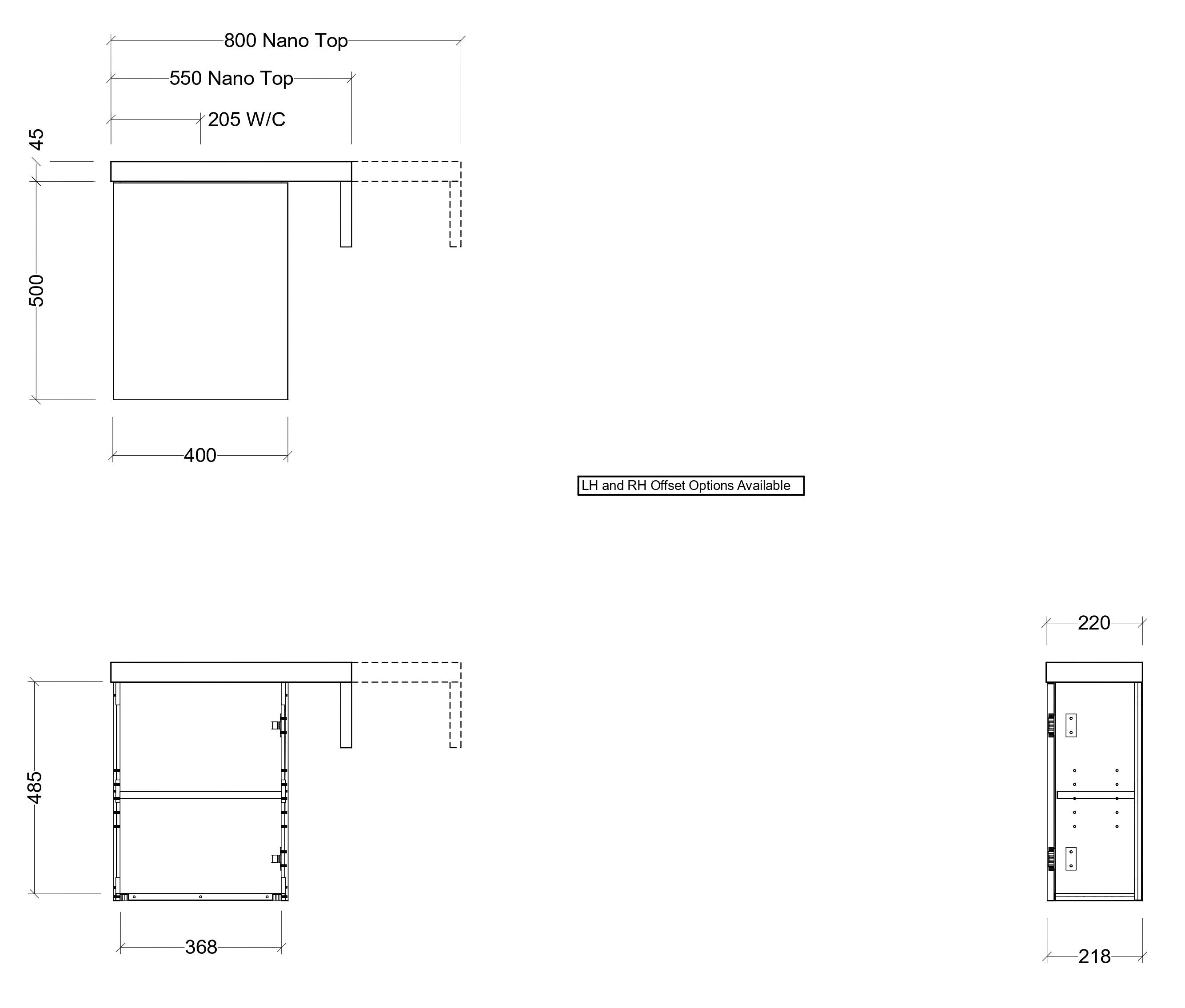 TIMBERLINE OSCAR SPACE SAVING SINGLE BOWL CUSTOM WALL HUNG VANITY