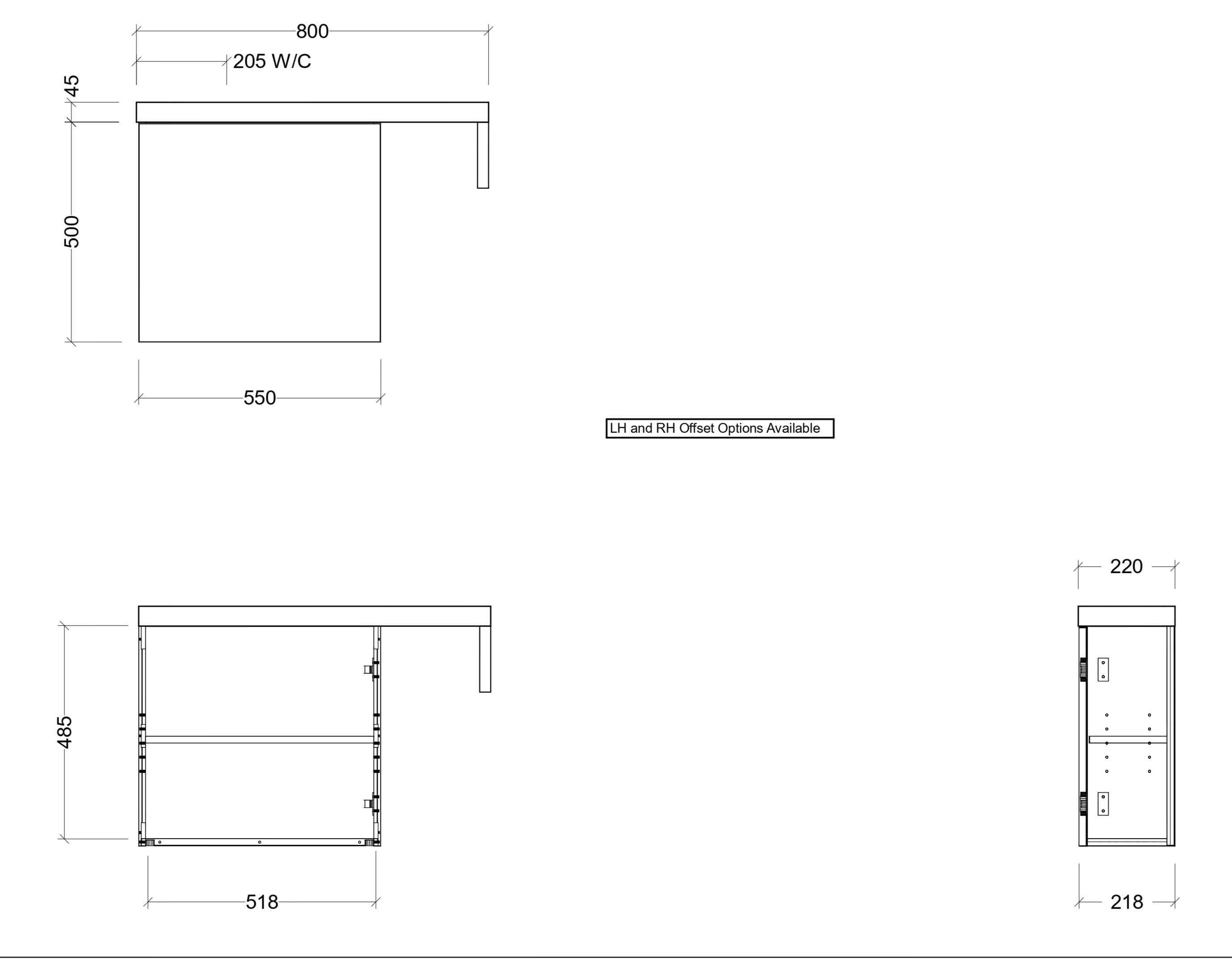 TIMBERLINE OSCAR SPACE SAVING SINGLE BOWL CUSTOM WALL HUNG VANITY