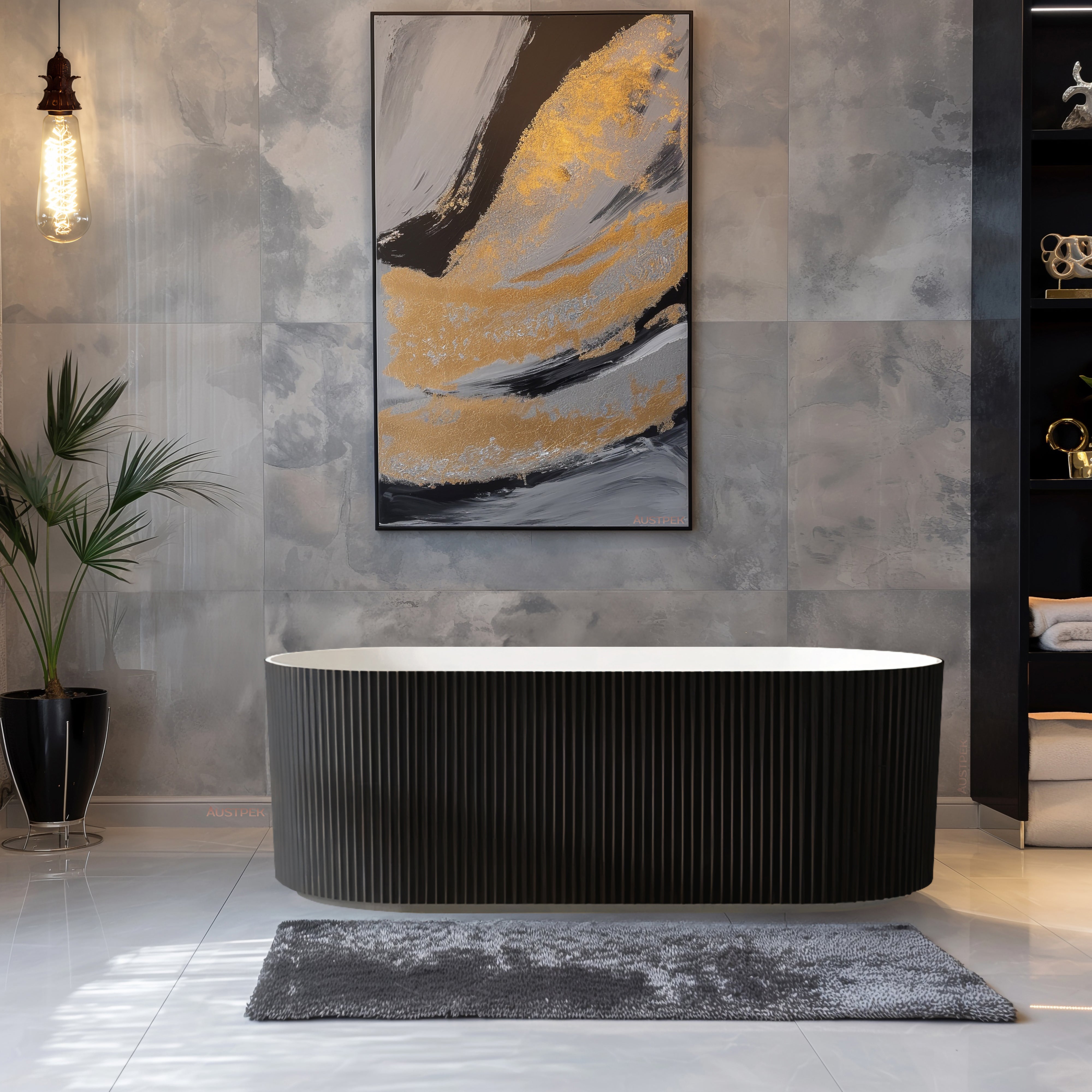 RIVA OSLO V-GROOVE FREESTANDING BATHTUB MATTE WHITE AND BLACK (AVAILABLE IN 1500MM AND 1700MM)