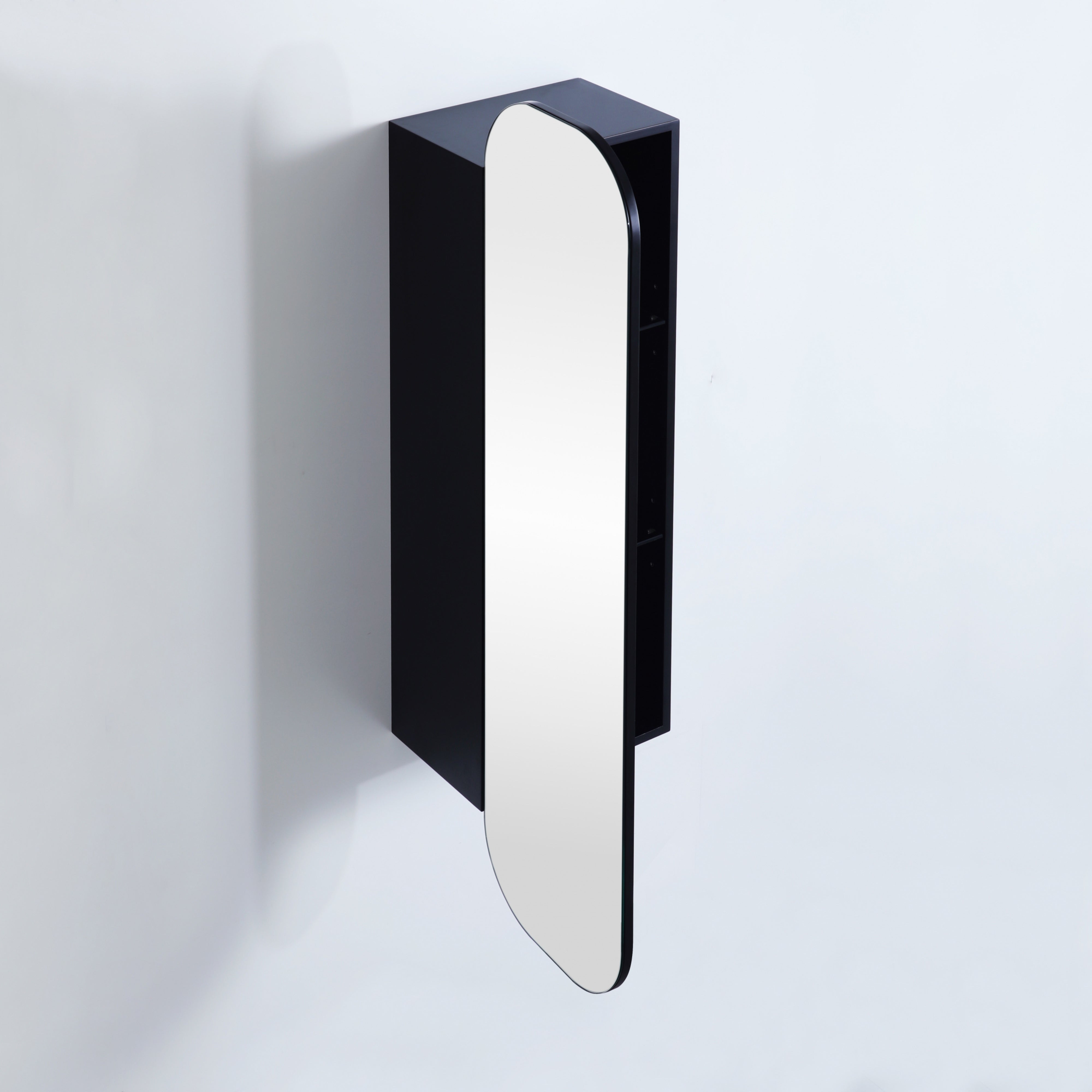 CETO OLIVIA MATTE BLACK TALL BOY MIRROR SHAVING CABINET 1500X400MM