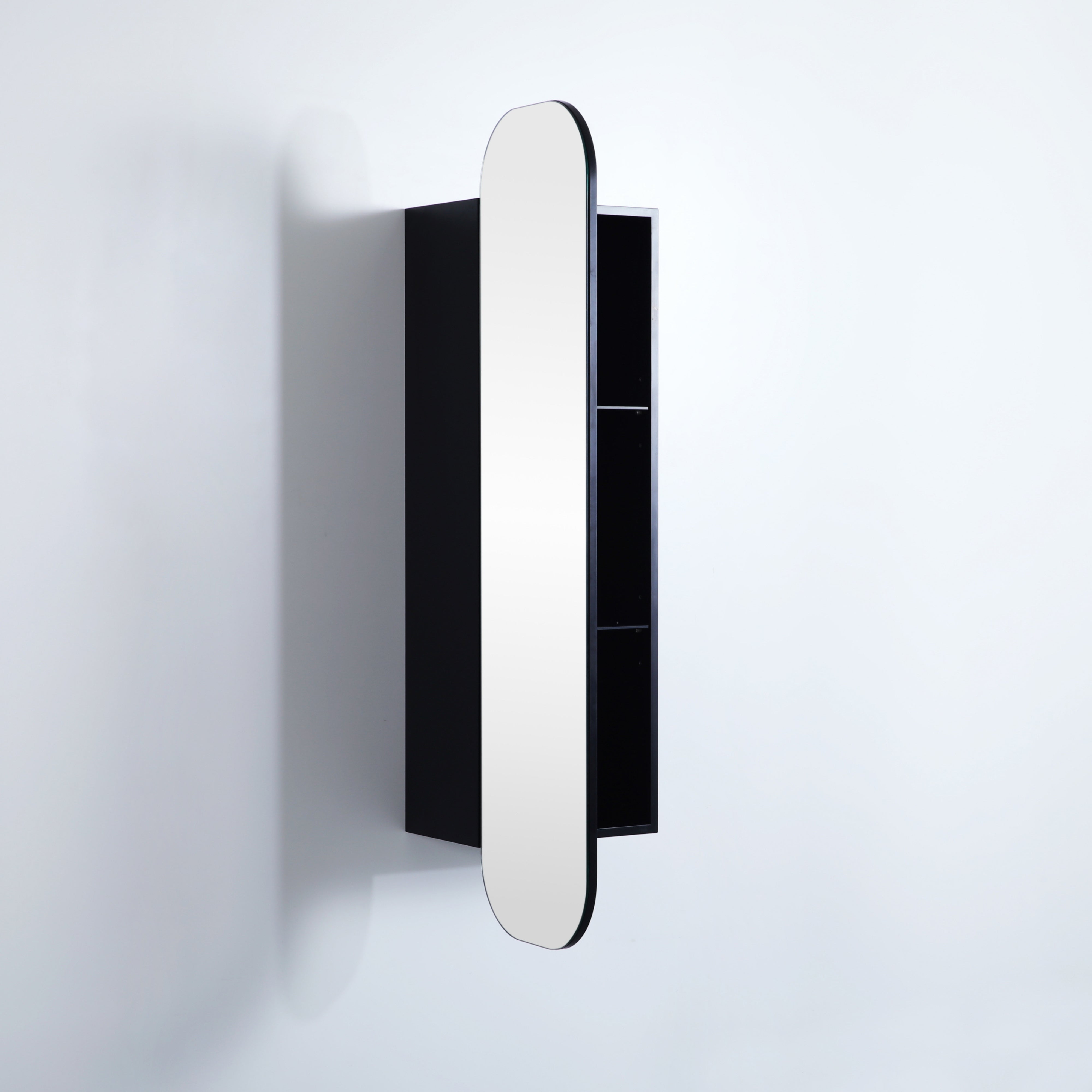 CETO OLIVIA MATTE BLACK TALL BOY MIRROR SHAVING CABINET 1500X400MM