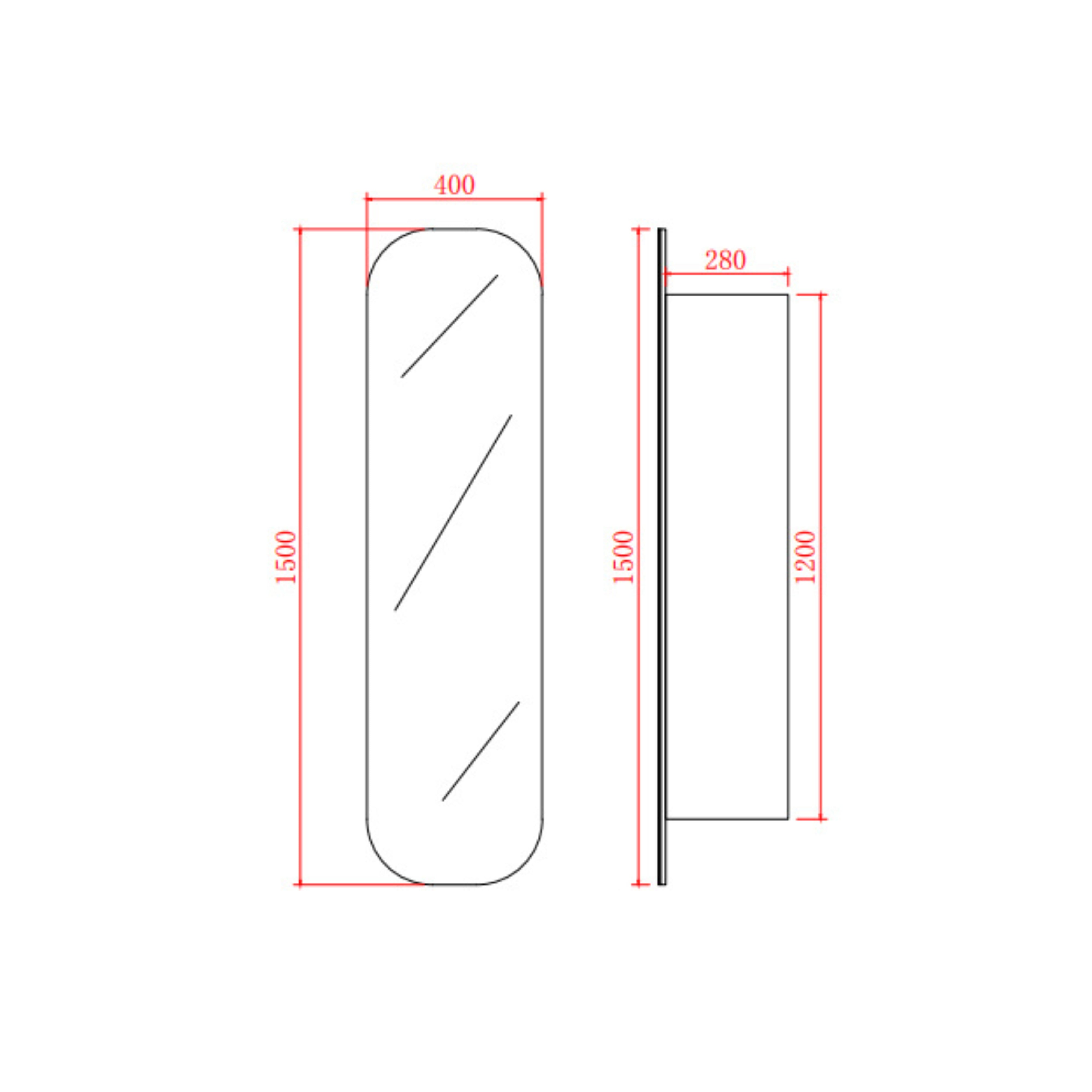 CETO OLIVIA MATTE WHITE TALL BOY MIRROR SHAVING CABINET 1500X400MM