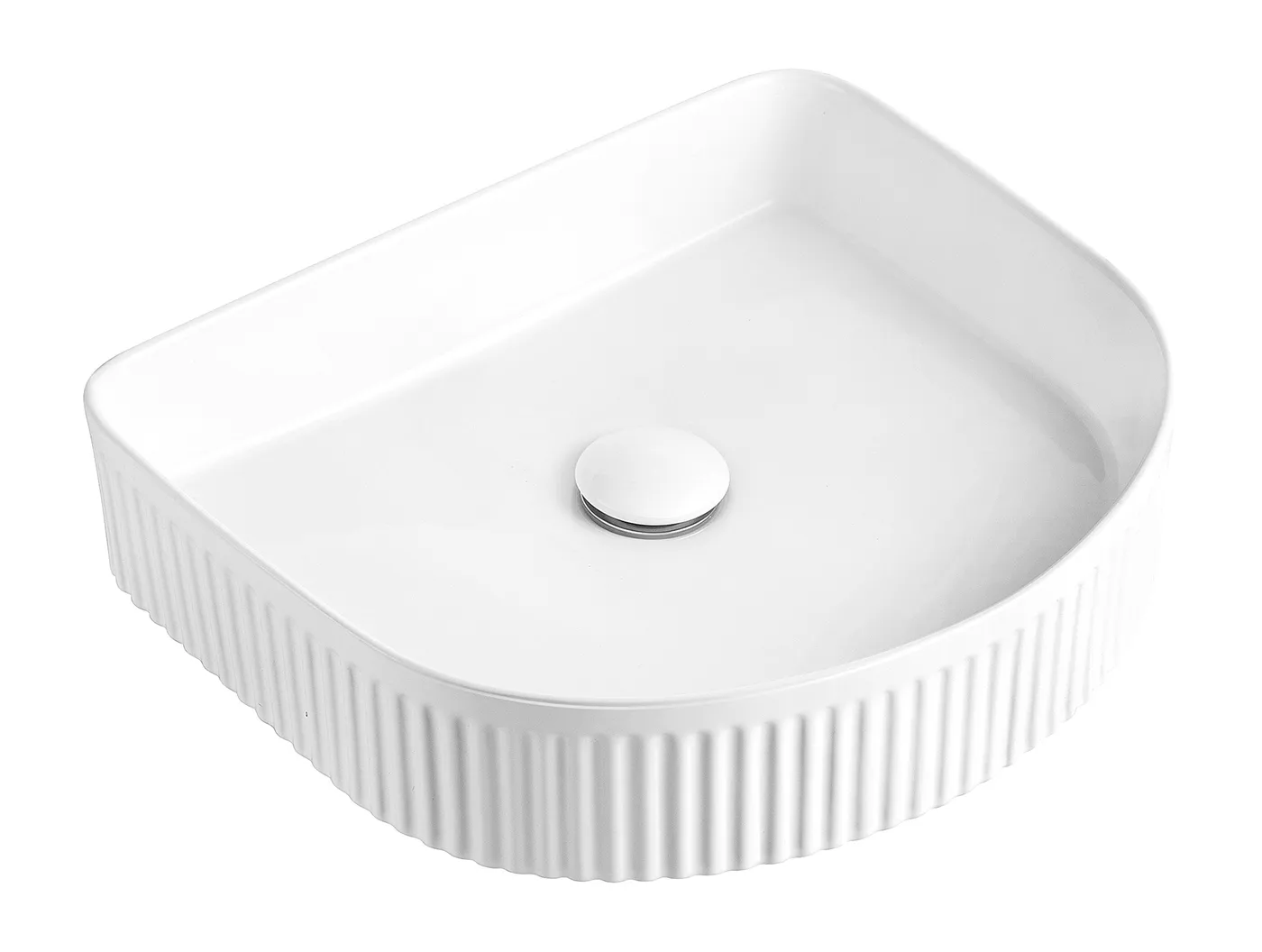 OTTI ARCHIE FLUTED ABOVE COUNTER CERAMIC BASIN GLOSS WHITE 415MM