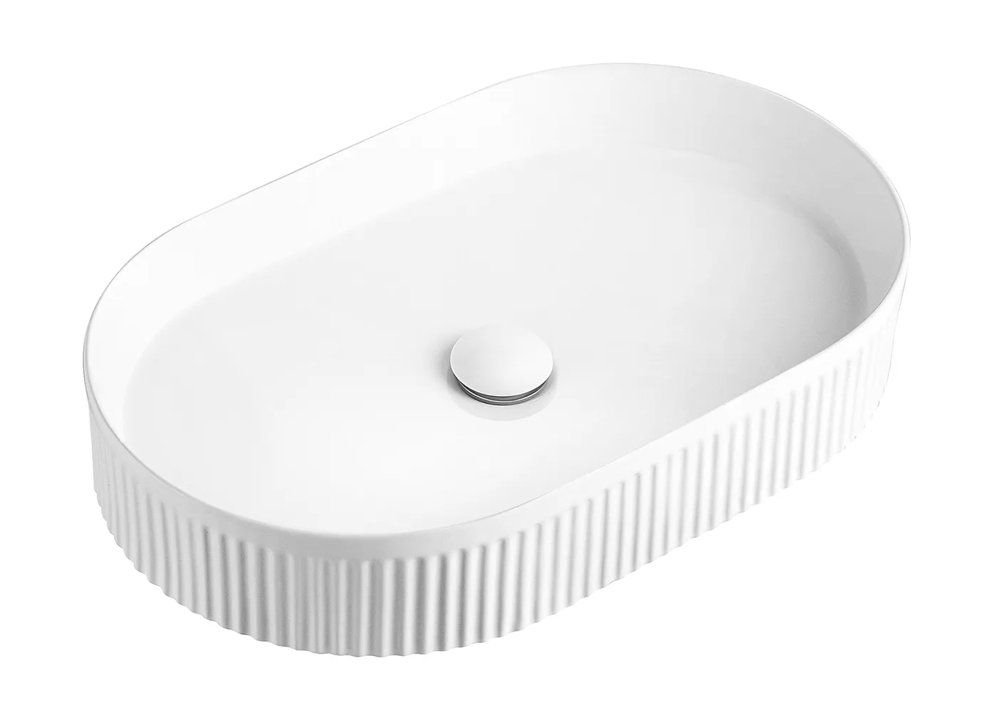 OTTI KENSINGTON FLUTED ABOVE COUNTER CERAMIC BASIN MATTE WHITE 560MM