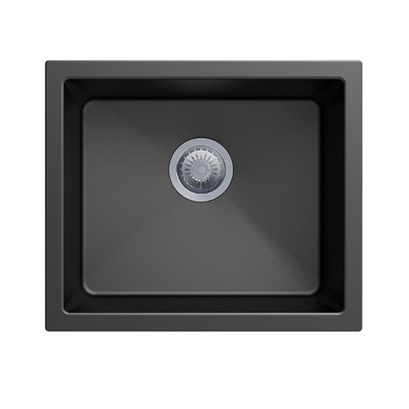 AQUAPERLA SINGLE BOWL KITCHEN SINK BLACK GRANITE 533MM