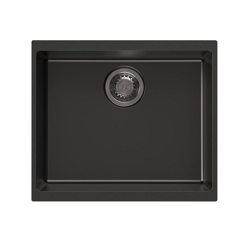 AQUAPERLA SINGLE BOWL KITCHEN SINK BLACK GRANITE 530MM