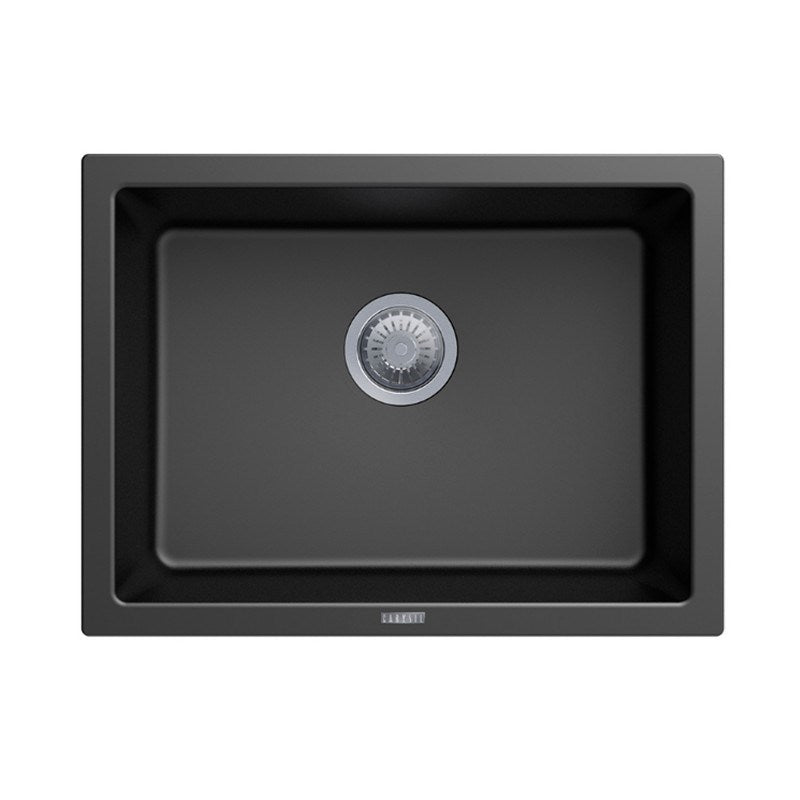 AQUAPERLA SINGLE BOWL KITCHEN SINK BLACK GRANITE 610MM