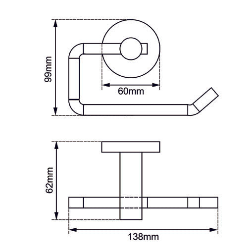 AQUAPERLA LUCID PIN TOILET PAPER HOLDER 138MM GUN METAL