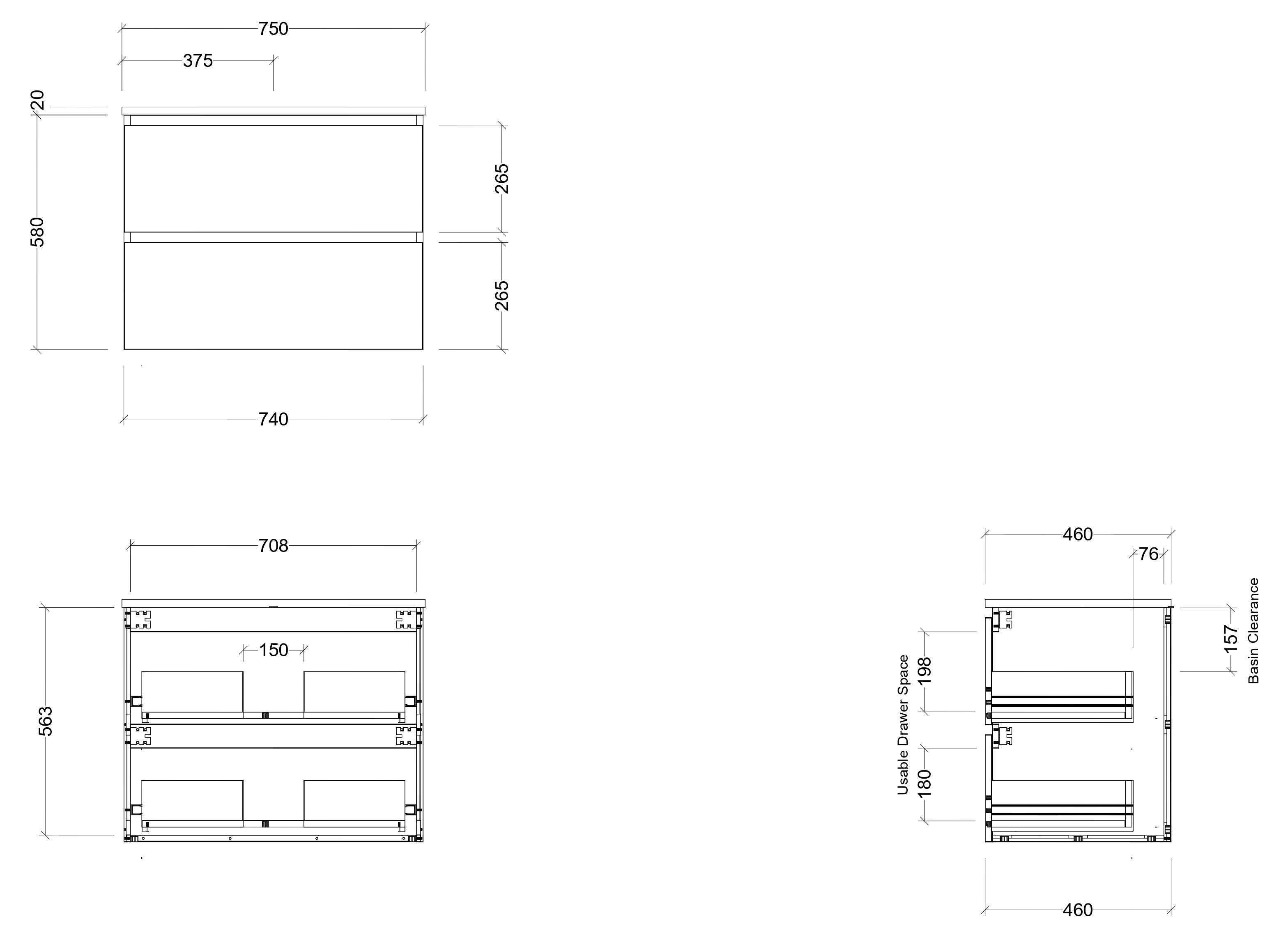 TIMBERLINE OXBOW CUSTOM WALL HUNG VANITY (ALL SIZING)