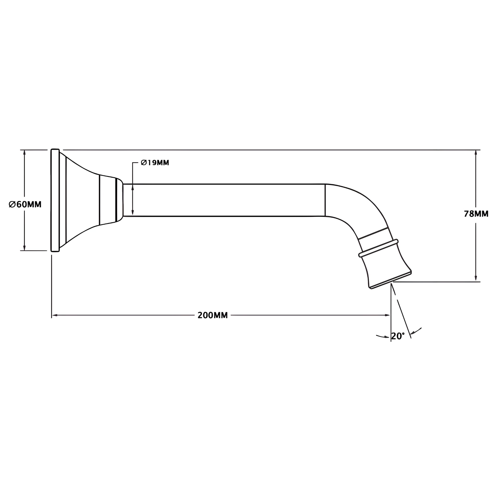 LINKWARE AUGUSTINE LEAD FREE WALL OUTLET 200MM CHROME