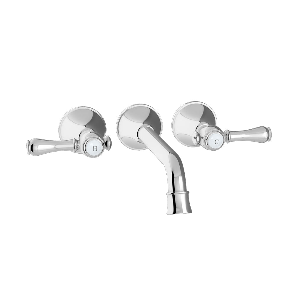 LINKWARE AUGUSTINE LEAD FREE WALL BASIN / BATH MIXER SET 200MM CHROME