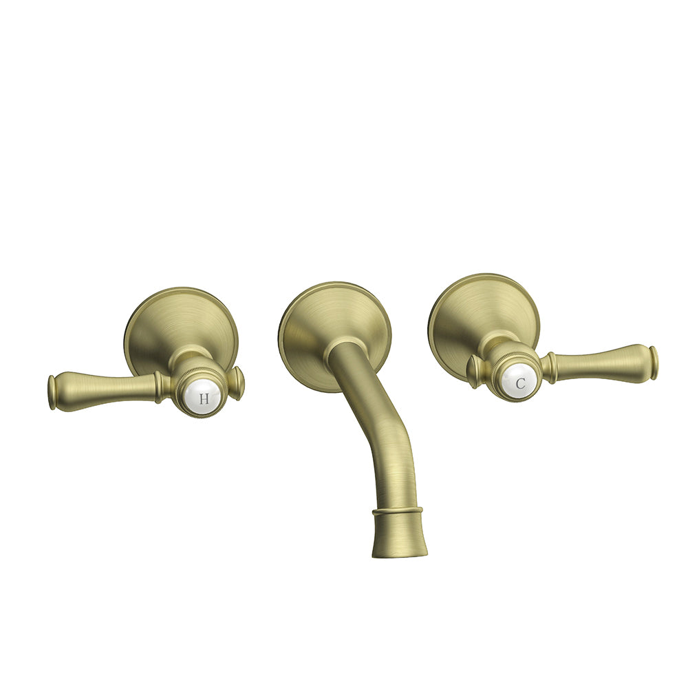 LINKWARE AUGUSTINE LEAD FREE WALL BASIN / BATH MIXER SET 200MM PVD GOLD