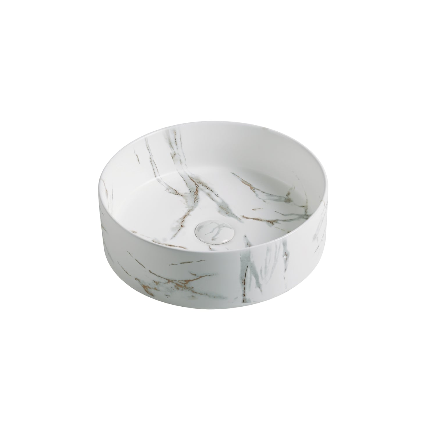 POSEIDON FINE CERAMIC BASIN MATTE WHITE MARBLE 394MM