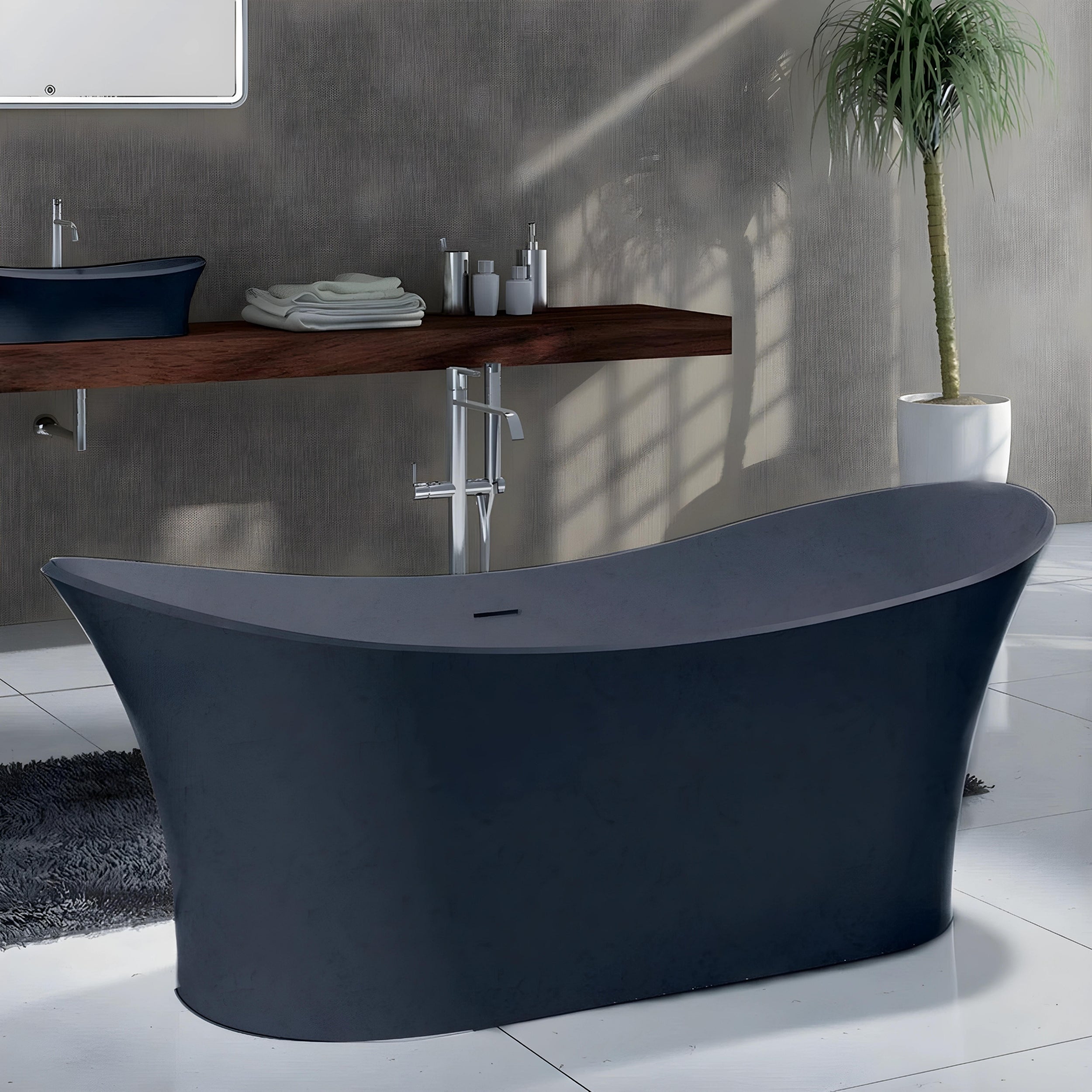 PIETRA BIANCA CROWN FREESTANDING STONE BATHTUB WITH CUSTOM COLOURS 1750MM