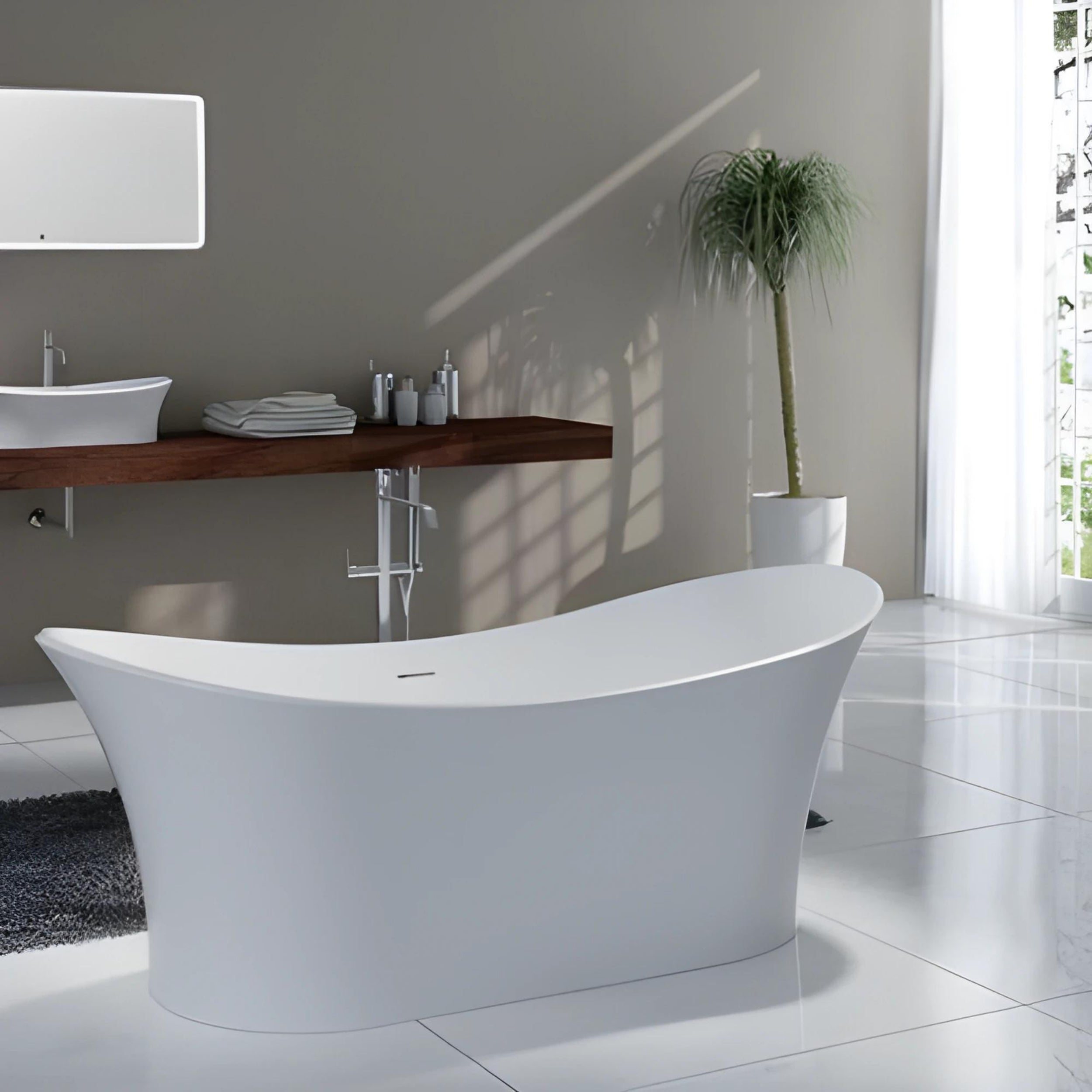 PIETRA BIANCA CROWN FREESTANDING STONE BATHTUB WITH CUSTOM COLOURS 1750MM