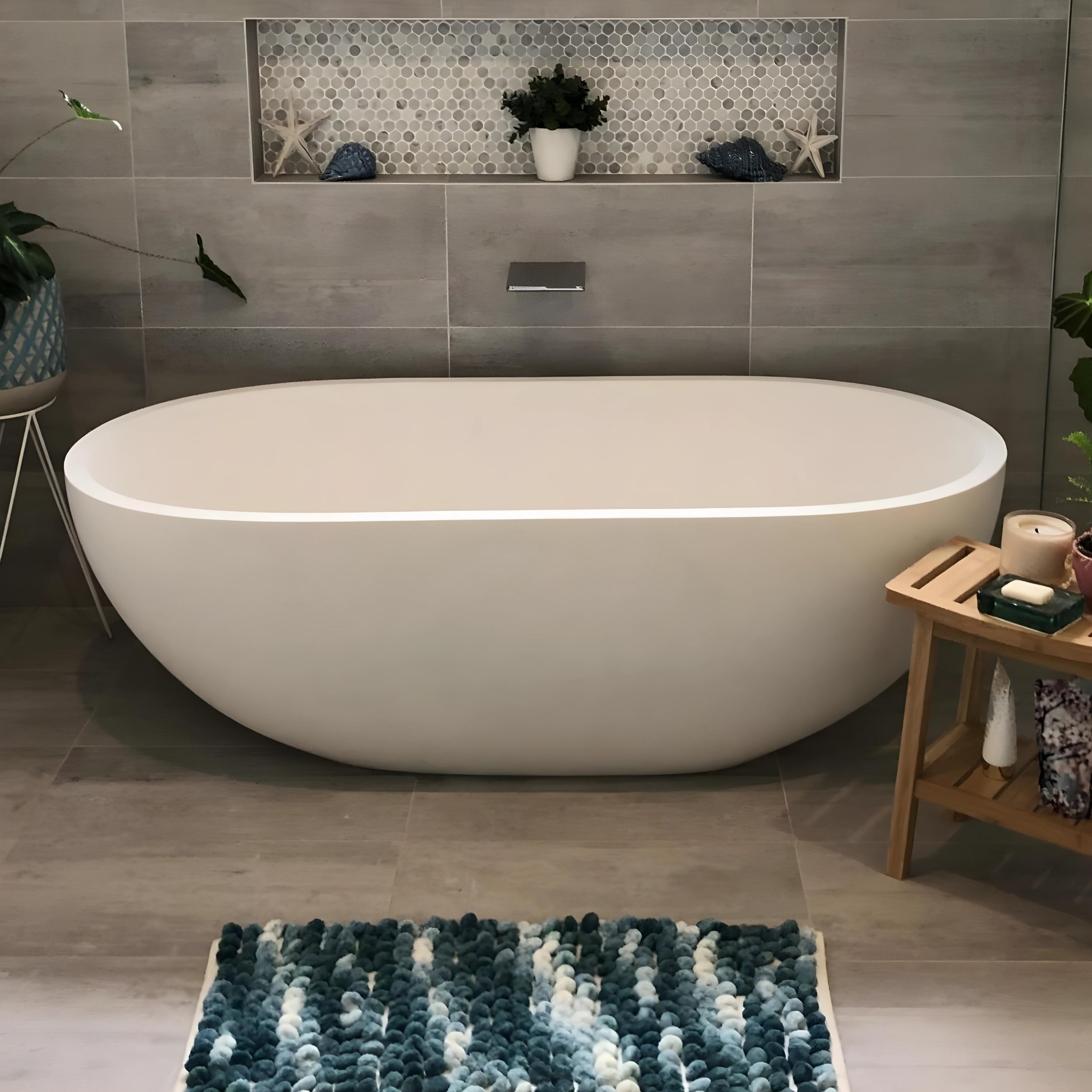 PIETRA BIANCA BELLA MODERN FREESTANDING STONE BATHTUB WITH CUSTOM COLOURS (AVAILABLE IN 1500MM, 1600MM, 1700MM AND 1800MM)