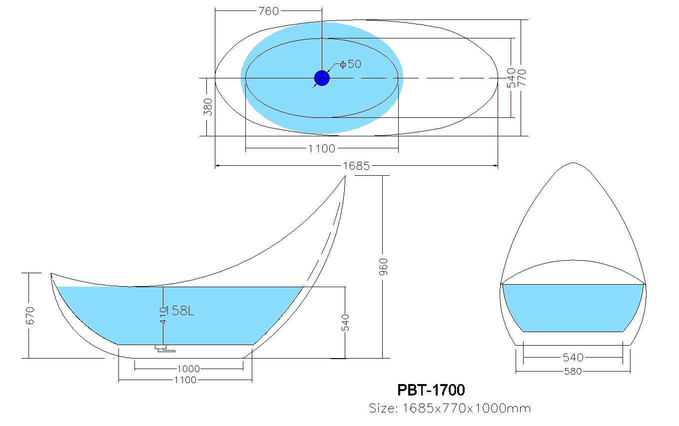 POSEIDON POSH FREE STANDING BATHTUB GLOSS WHITE WITH OVERFLOW (AVAILABLE IN 1500MM AND 1680MM)