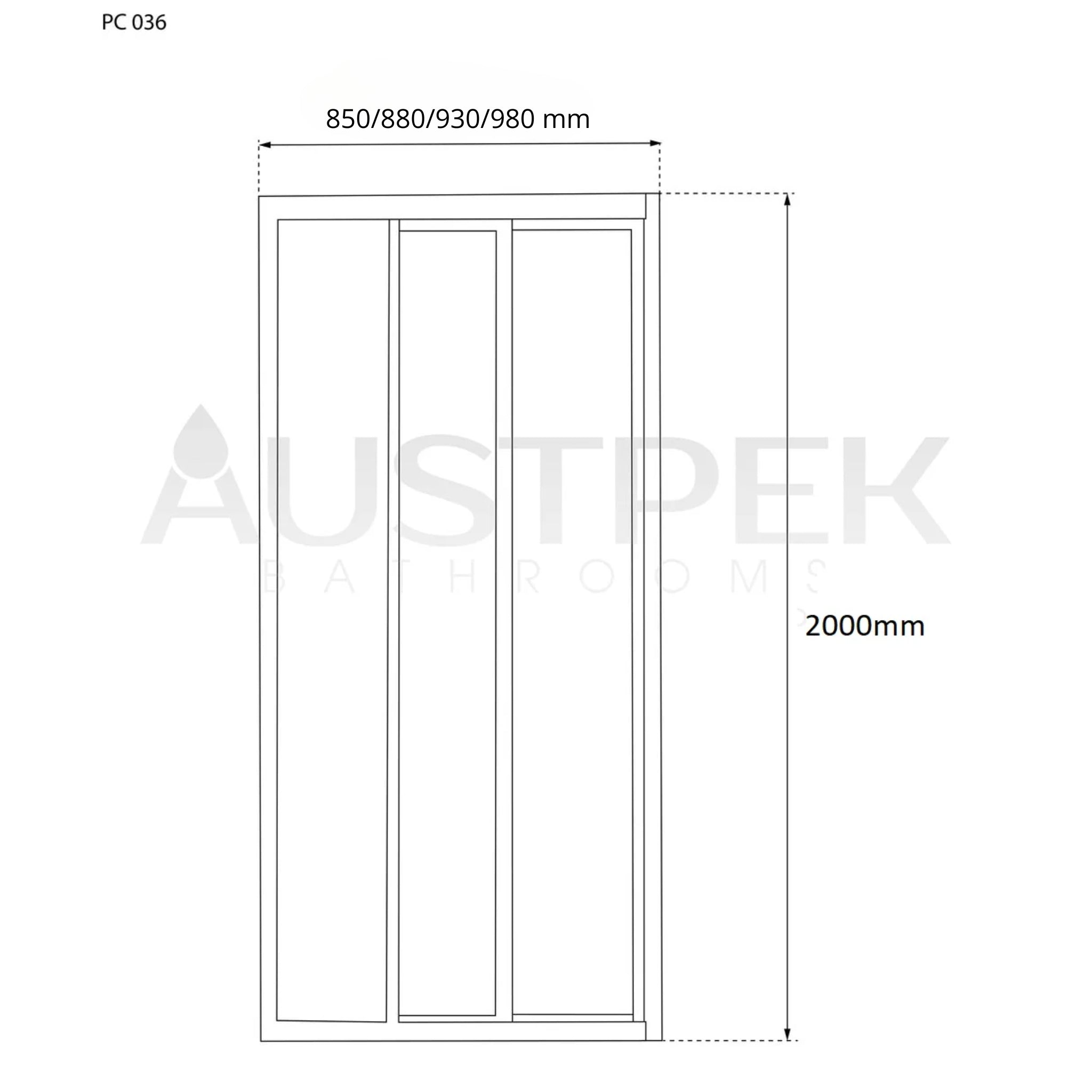 COVEY 3 PANEL SEMI-FRAMED SLIDING SHOWER SCREEN BLACK