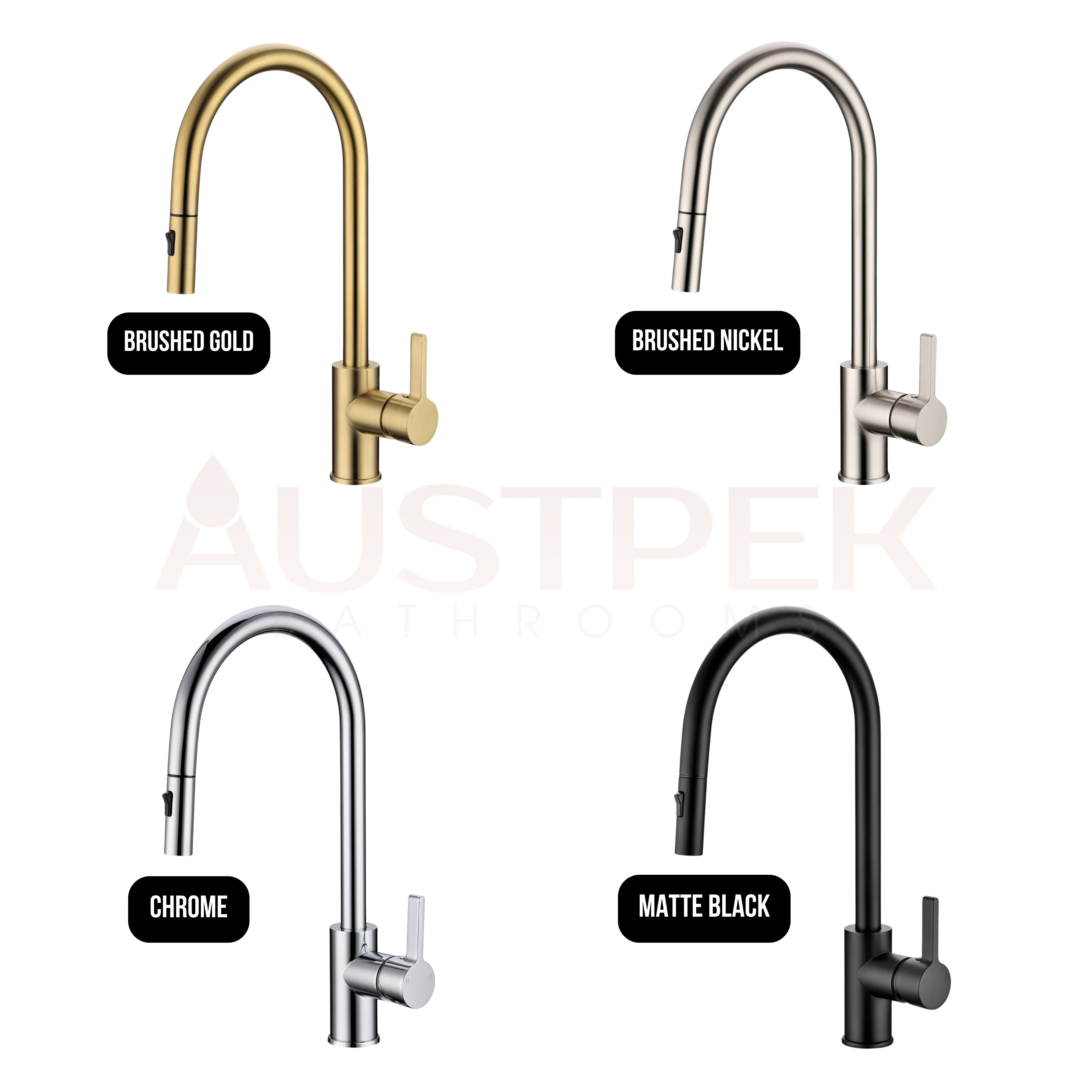 IKON OTUS PULL-OUT SINK MIXER 405MM BRUSHED GOLD