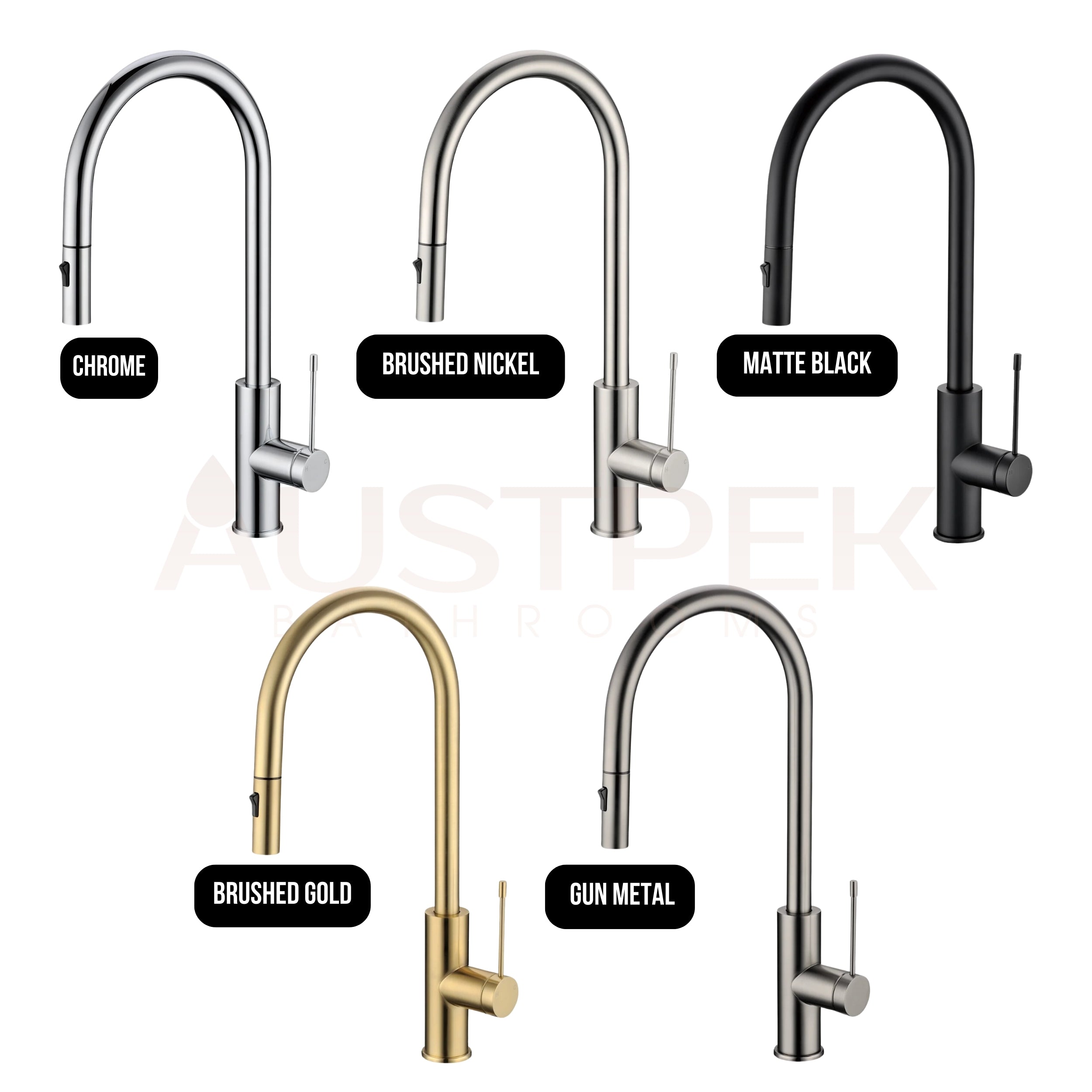 IKON AZIZ-II PULL OUT SINK MIXER 455MM BRUSHED GOLD