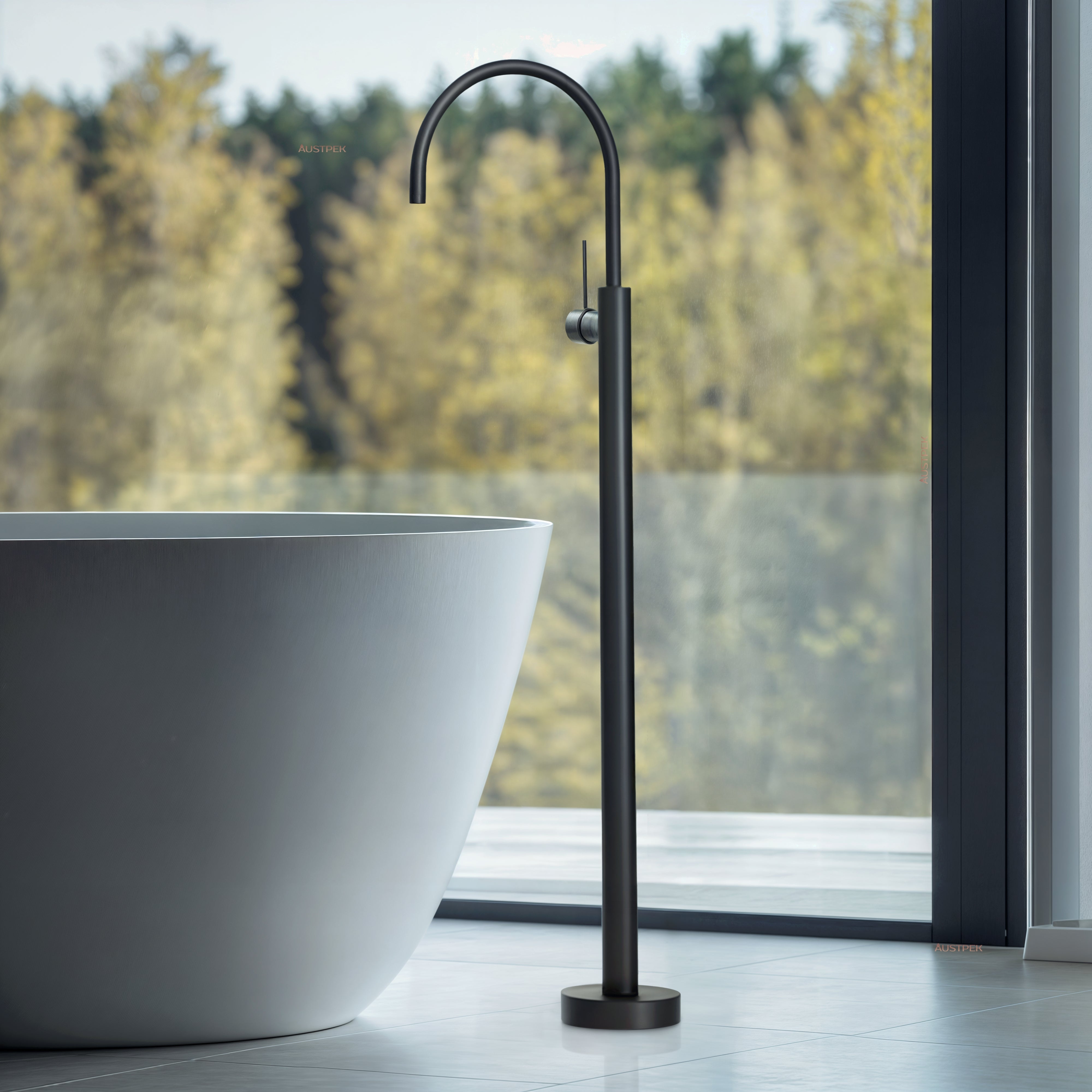 PHOENIX VIVID SLIMLINE FLOOR MOUNTED BATH MIXER MATTE BLACK