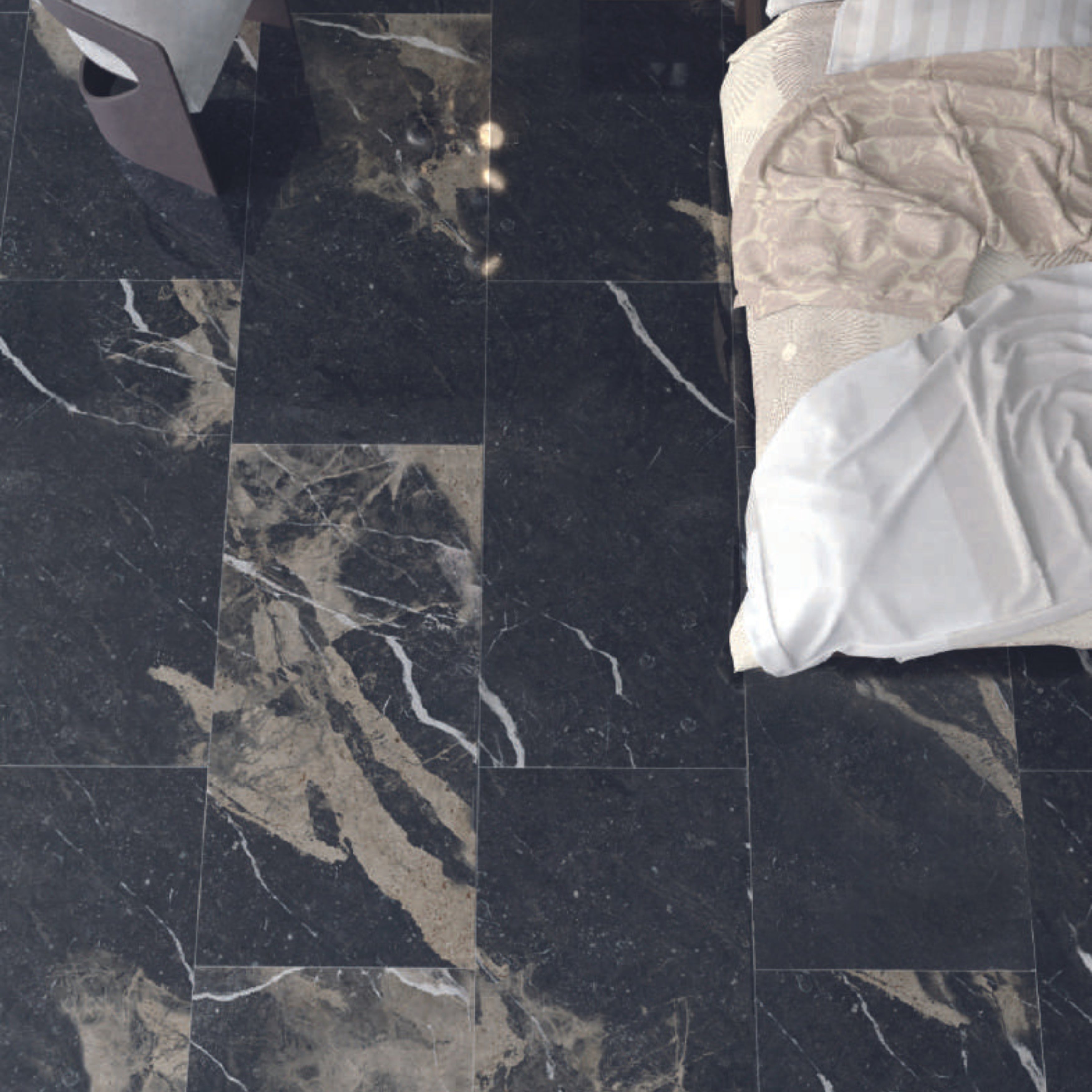 EVERSTONE SUPERB MARBLE PIERRE BLACK NATURAL 1200X600MM RECTANGULAR TILE (PER BOX)