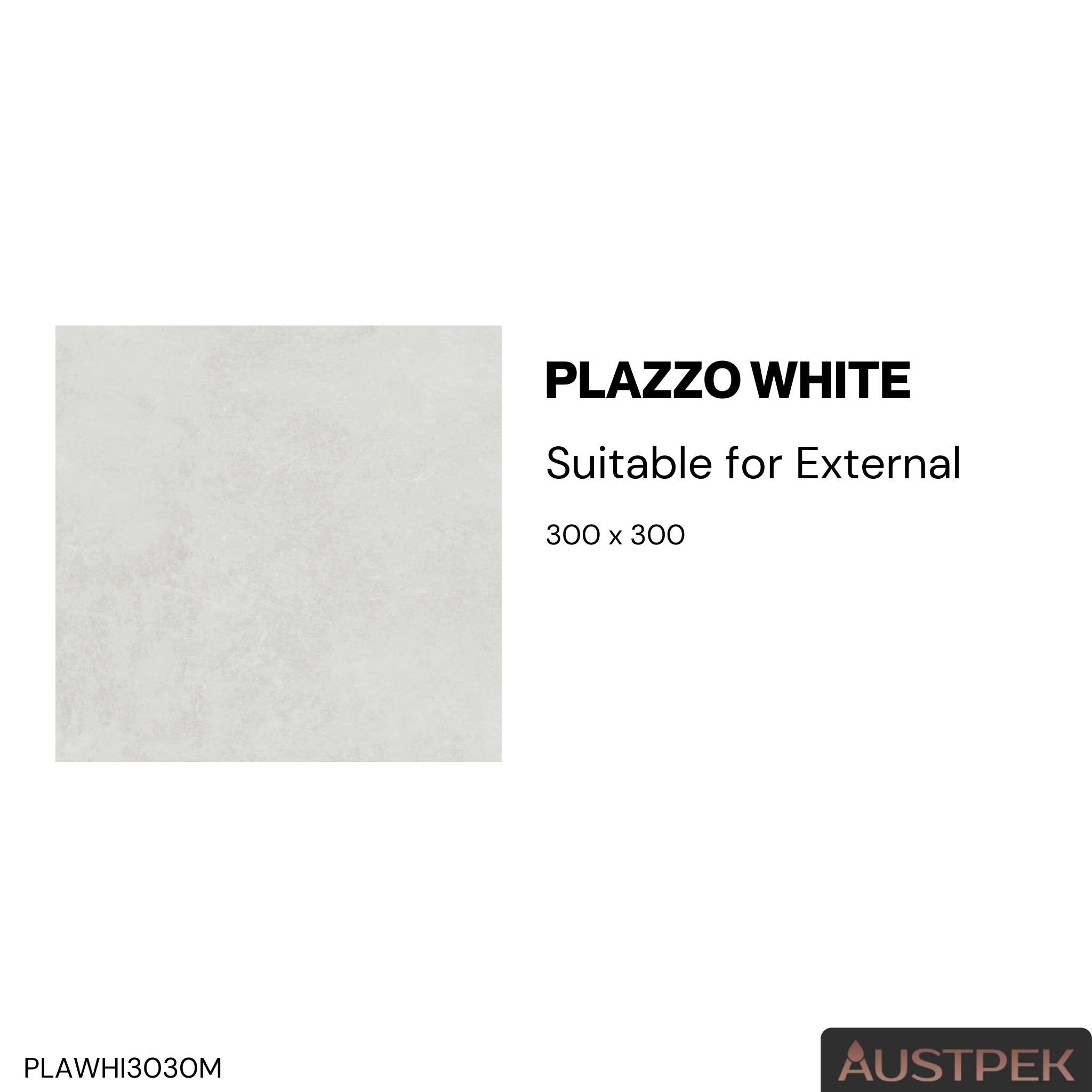 ELITE PLAZZO WHITE MATTE 300X300MM SQUARE TILE (PER BOX)