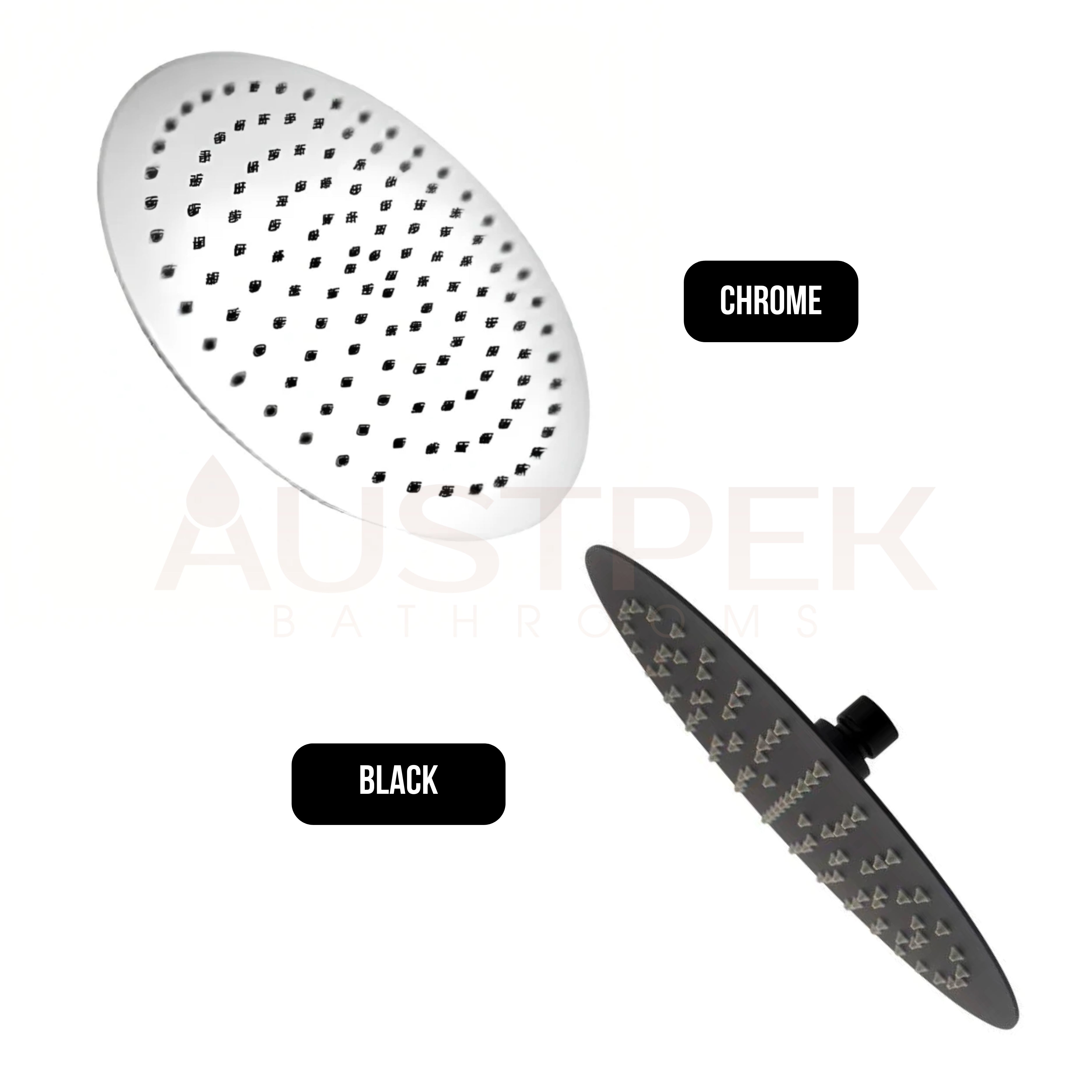 INSPIRE STAINLESS SHOWER HEAD ROUND 200MM BLACK