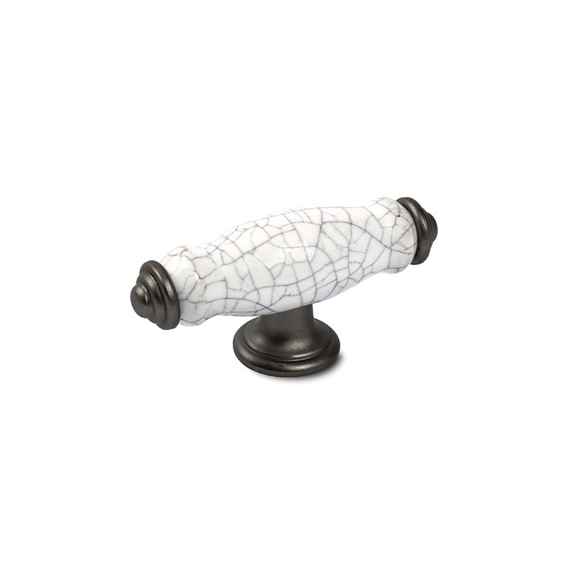 MODULR KNOB HANDLE PEWTER WHITE CRACKLE 75MM