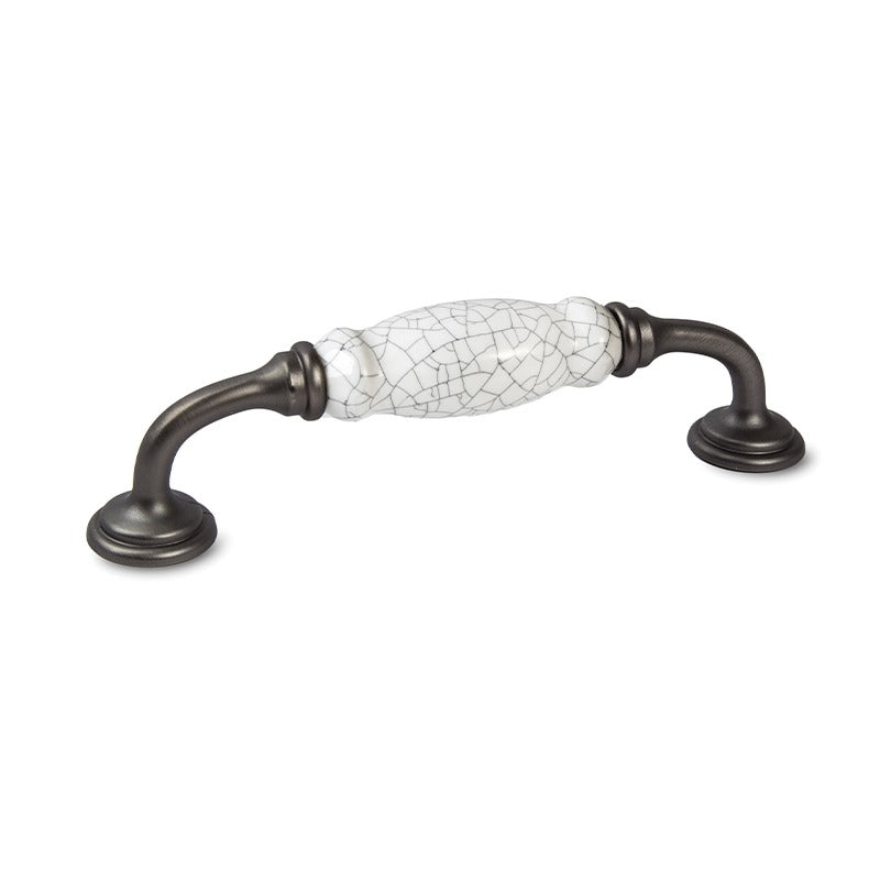 MODULR CRACKLE PROVINCIAL HANDLE PEWTER WHITE 128MM