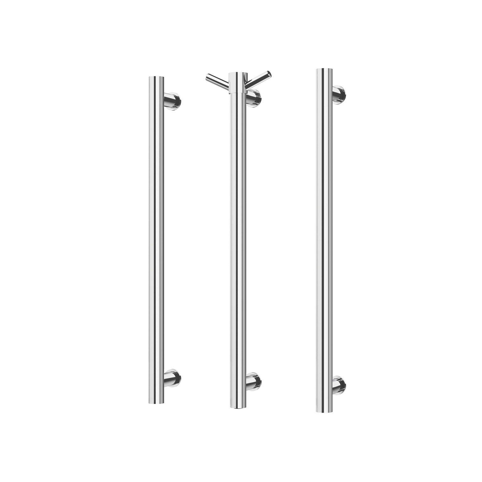 PHOENIX ROUND TRIPLE HEATED TOWEL RAIL CHROME (AVAILABLE IN 600MM AND 800MM)