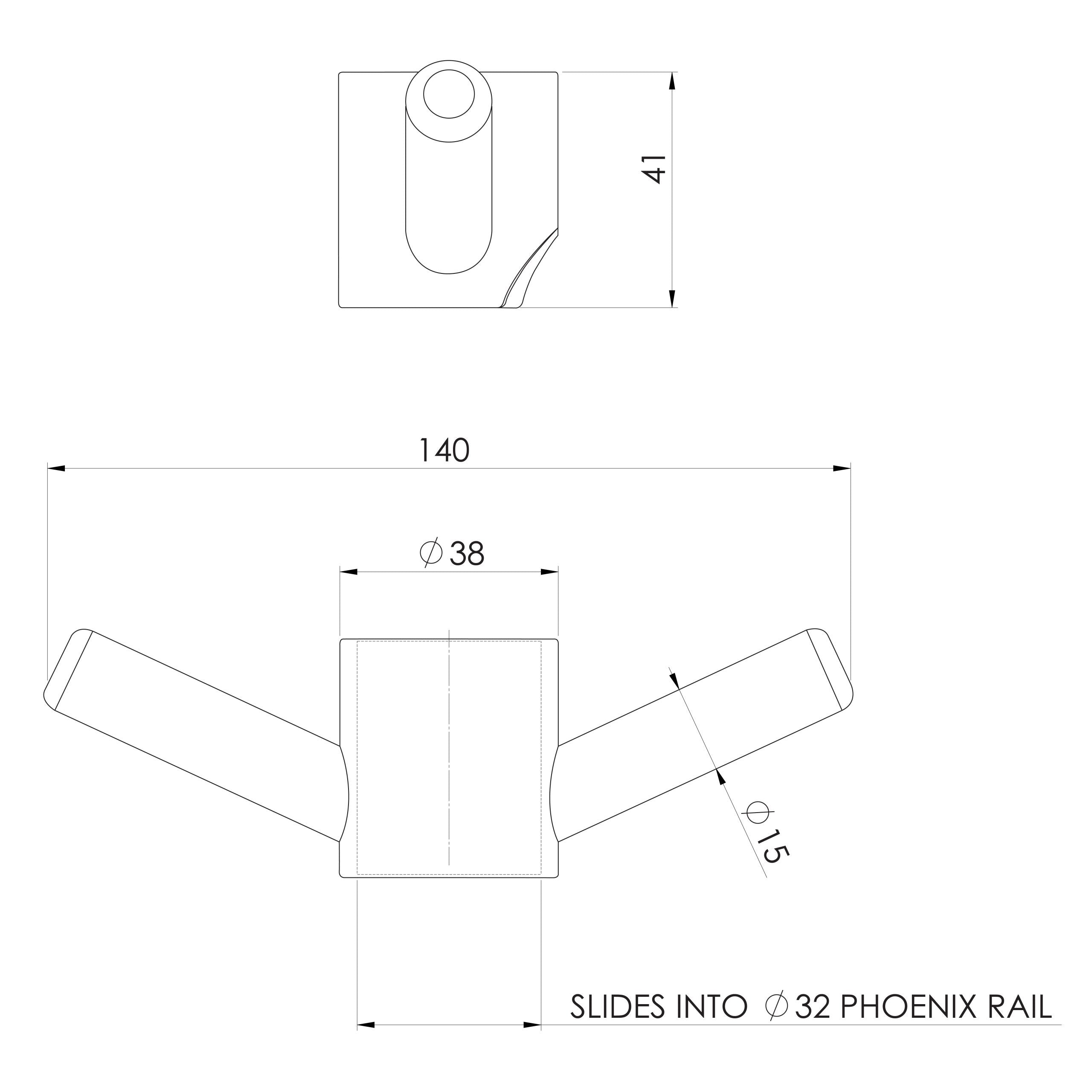 PHOENIX VERTICAL RAIL HOOK ROUND MATTE BLACK