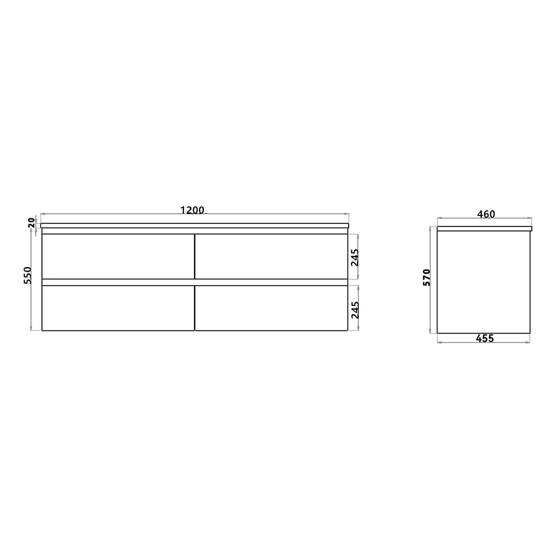 POSEIDON QUBIST DARK OAK 1200MM DOUBLE BOWL WALL HUNG VANITY