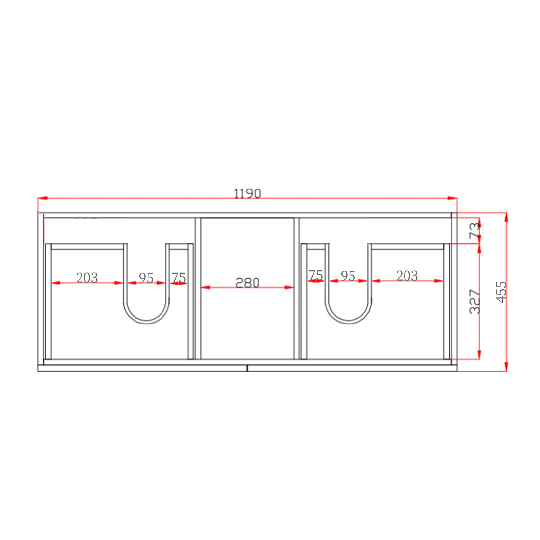 POSEIDON QUBIST DARK OAK 1200MM DOUBLE BOWL WALL HUNG VANITY