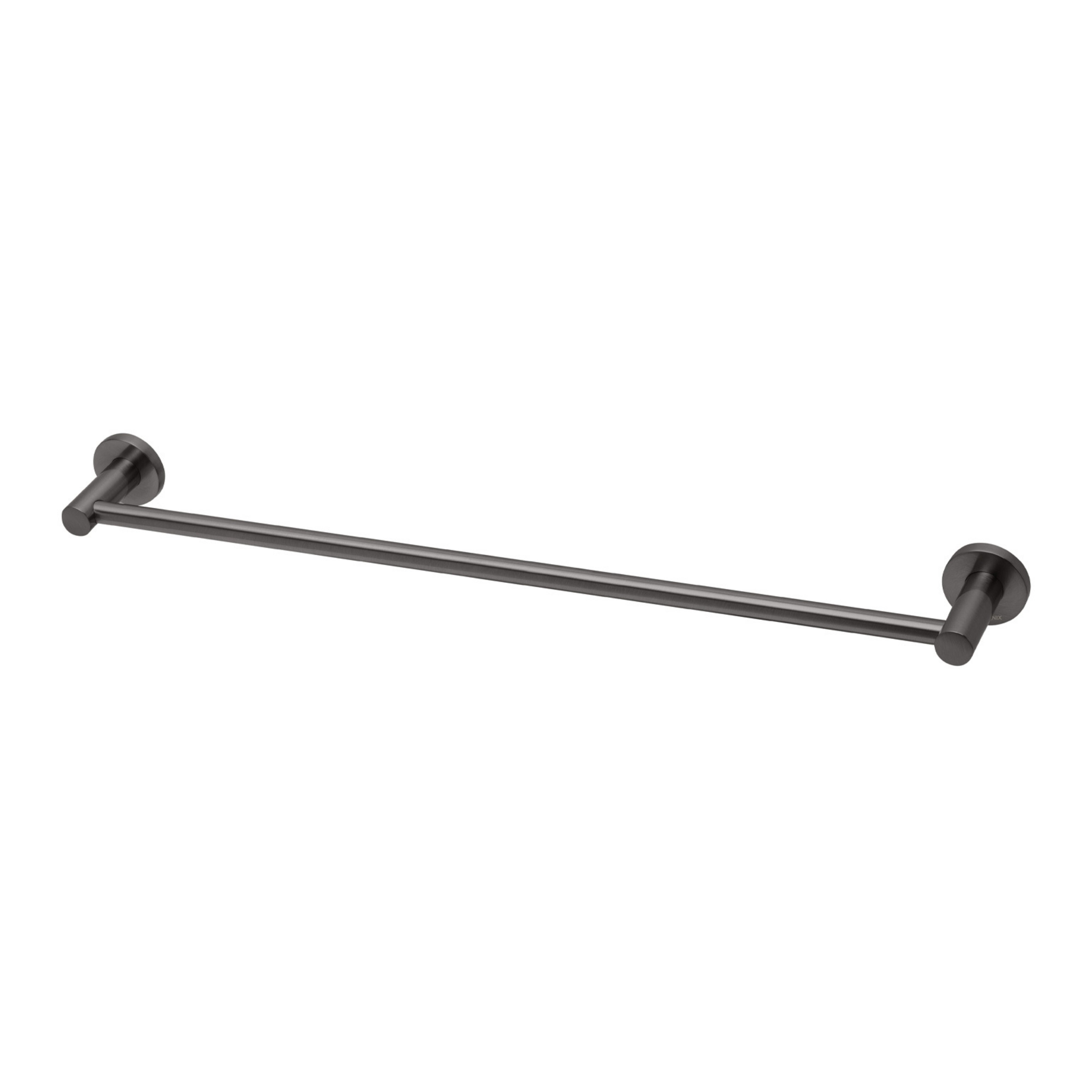 PHOENIX RADII SINGLE NON-HEATED TOWEL RAIL ROUND PLATE BRUSHED CARBON 600MM