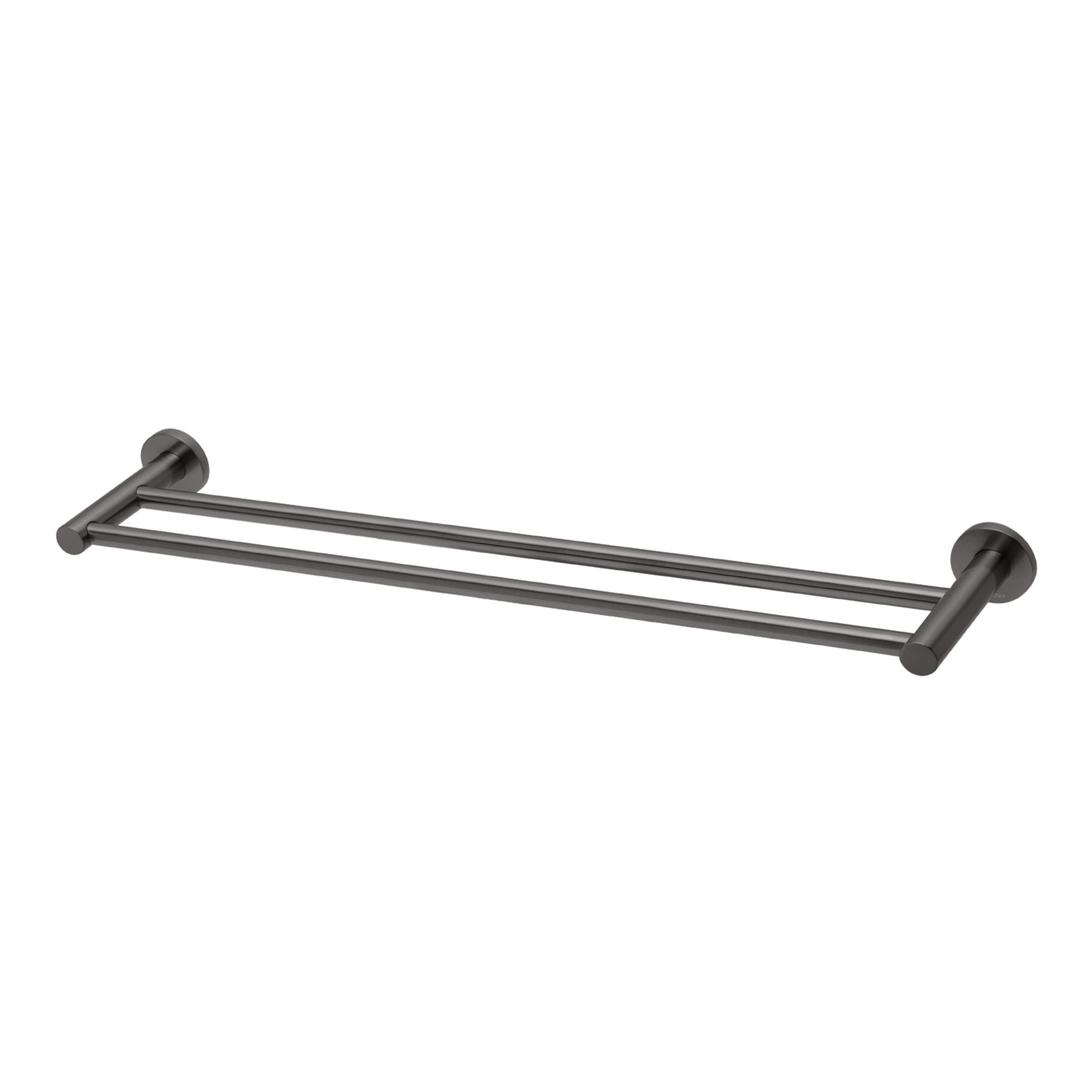 PHOENIX RADII DOUBLE NON-HEATED TOWEL RAIL ROUND PLATE BRUSHED CARBON 600MM