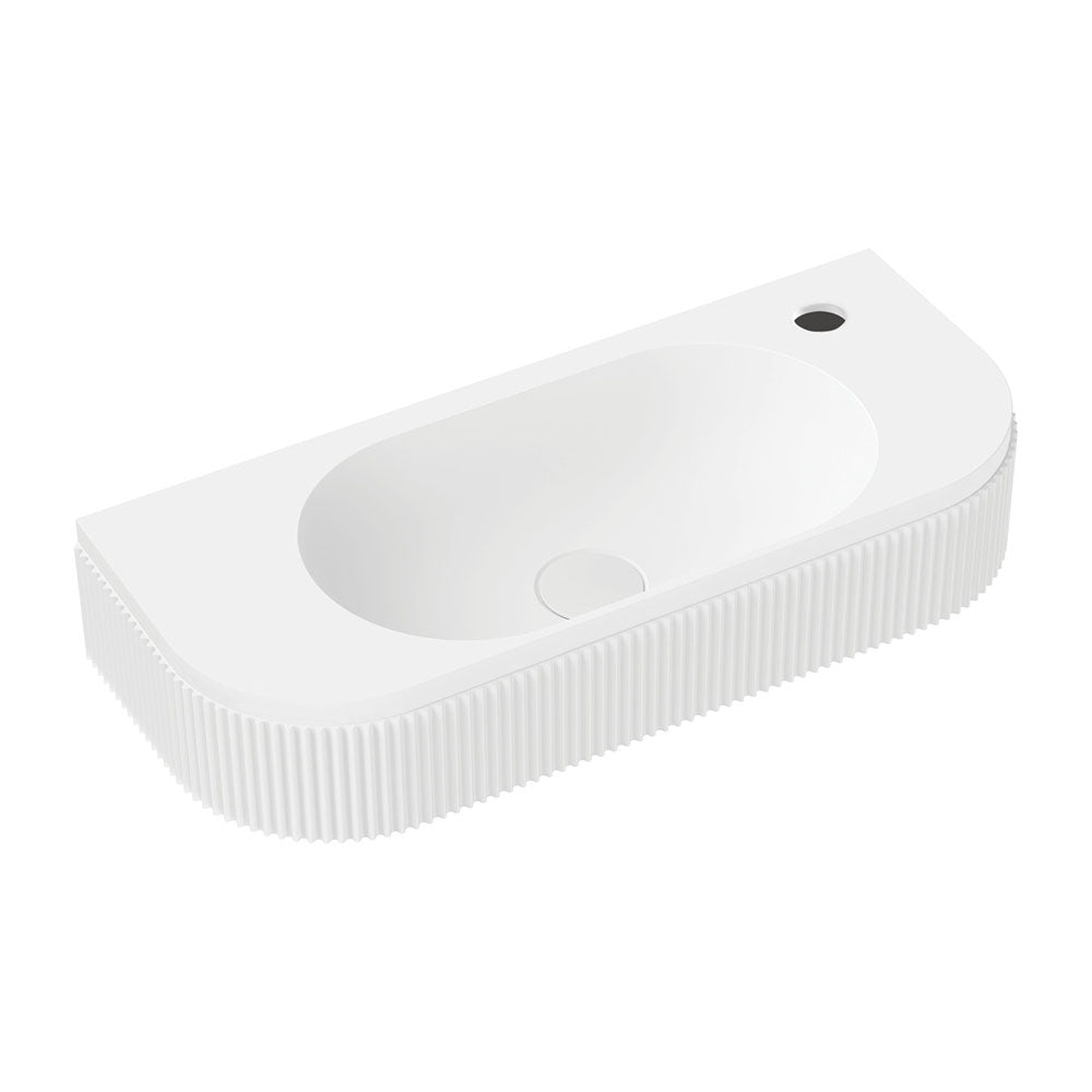 FIENZA MINKA SOLID SURFACE WALL HUNG BASIN WITH TAPHOLE MATTE WHITE 650MM