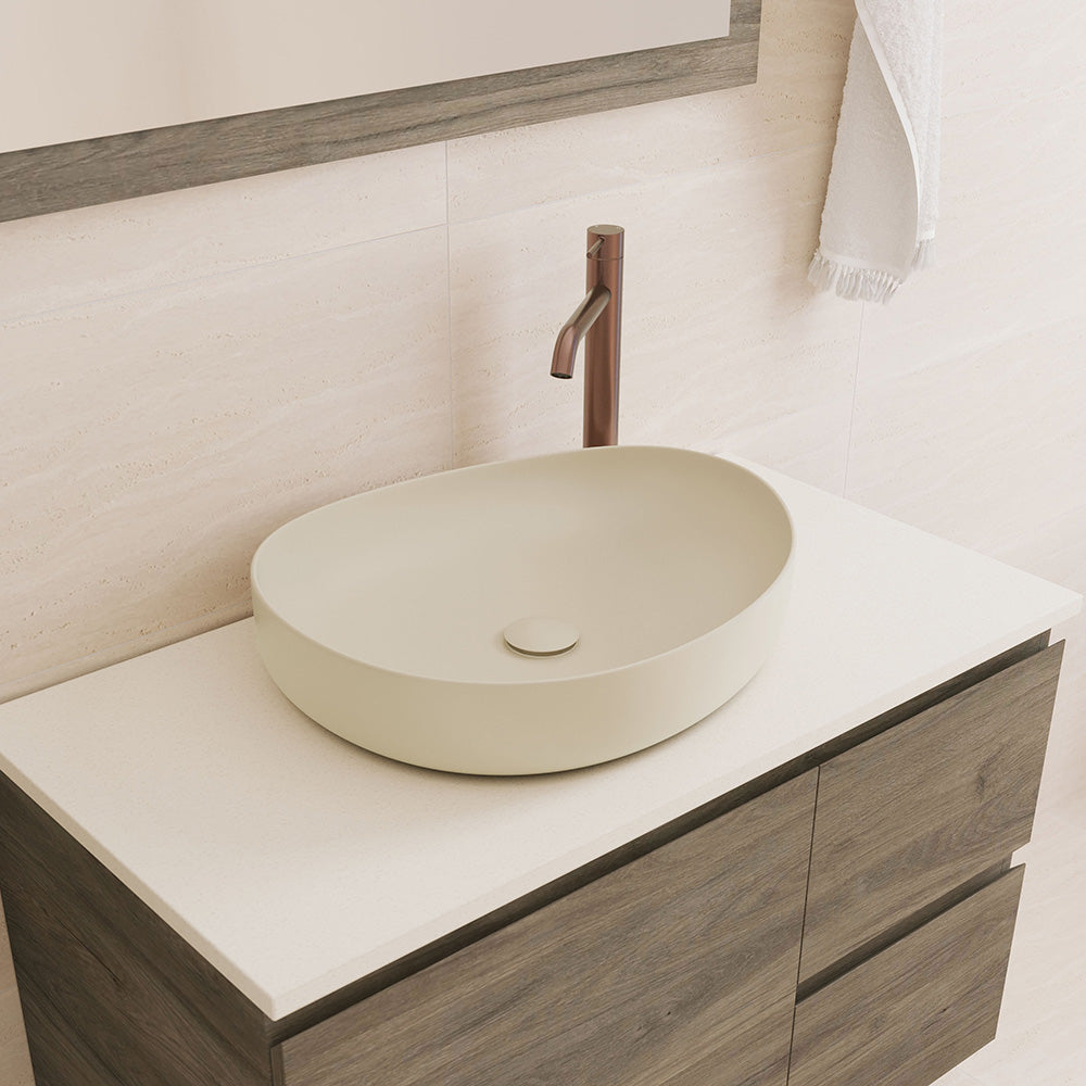 FIENZA PEBBLE ABOVE COUNTER BASIN MATTE KHAKI 500MM