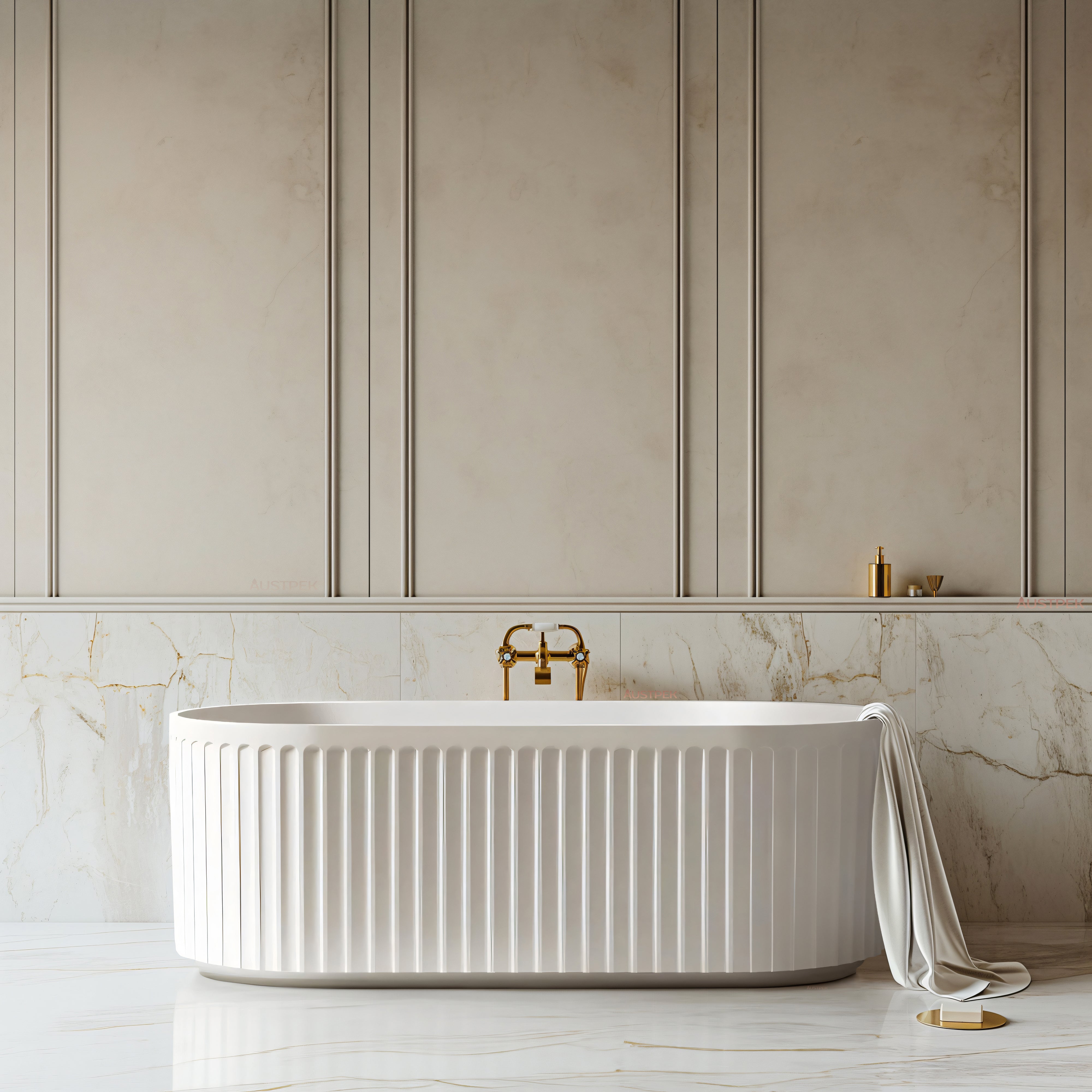 RIVA ROMA FLUTED FREESTANDING BATHTUB GLOSS WHITE (AVAILABLE IN 1500MM AND 1700MM)