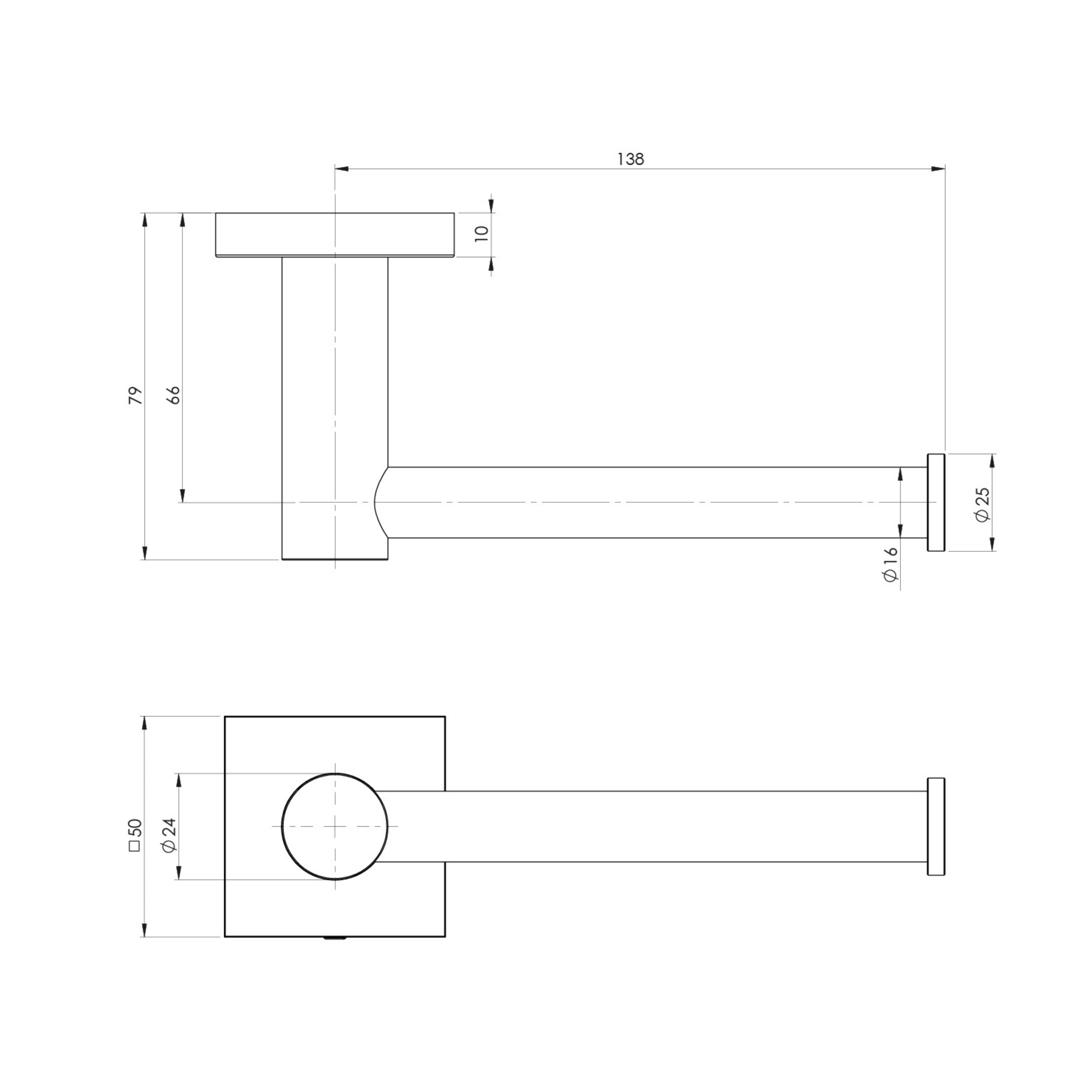 PHOENIX RADII TOILET ROLL HOLDER SQUARE PLATE BRUSHED CARBON 138MM