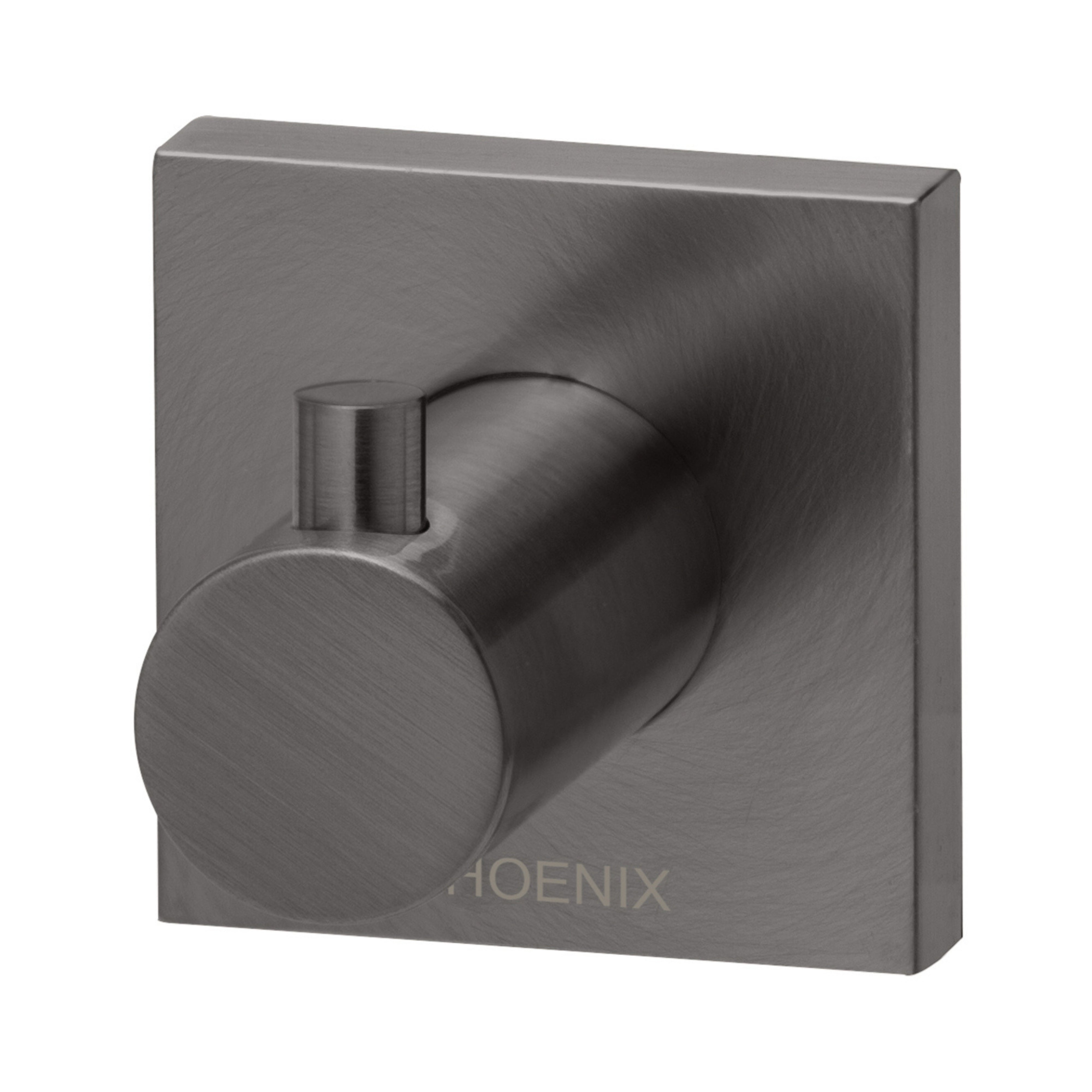 PHOENIX RADII ROBE HOOK SQUARE PLATE BRUSHED CARBON 50MM