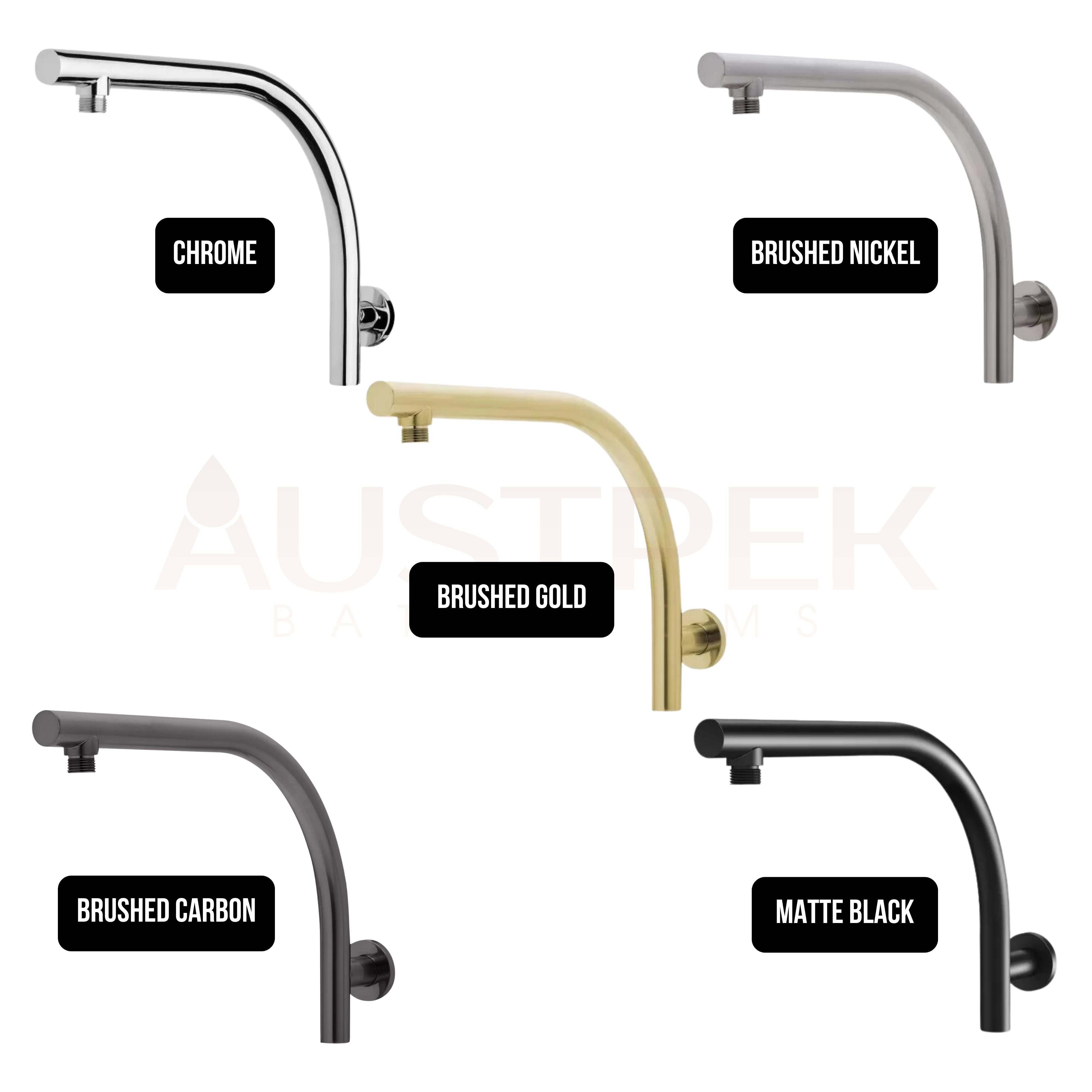 PHOENIX RUSH HIGH-RISE SHOWER ARM 400MM BRUSHED GOLD