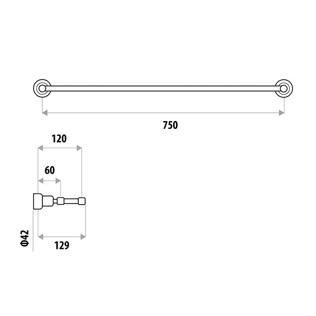 LINKWARE RENOVATOR DOUBLE NON-HEATED TOWEL RAIL 750MM CHROME