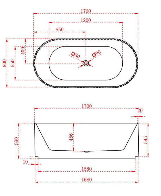 RIVA ROMA FLUTED FREESTANDING BATHTUB MATTE WHITE (AVAILABLE IN 1500MM AND 1700MM)