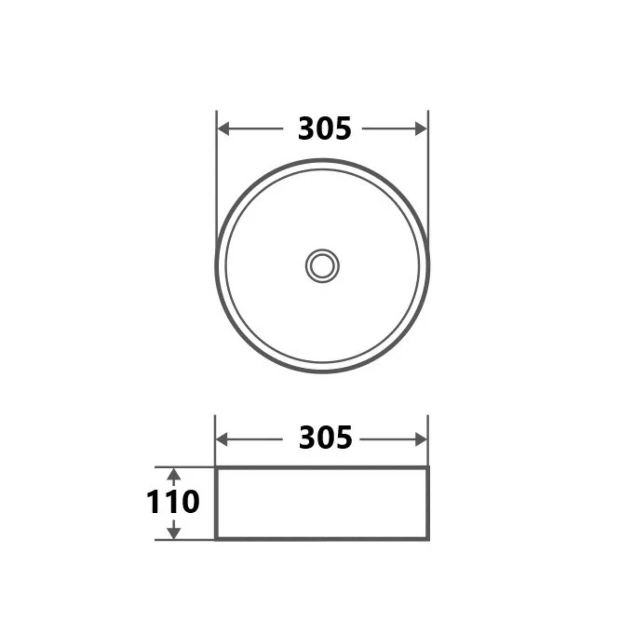 MERCIO SASSO ROUND ABOVE COUNTER  MATTE BLACK 305MM